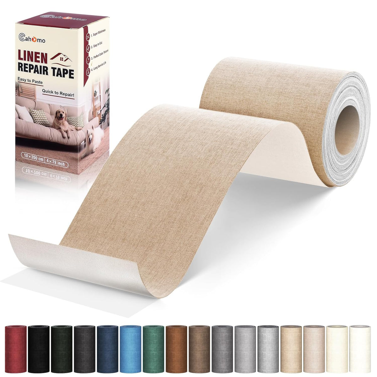 Linen Repair Tape 4x79 inch, Self Adhesive Fabric Patches, Linen Patch Tape Kit, Fabric Repair Tape