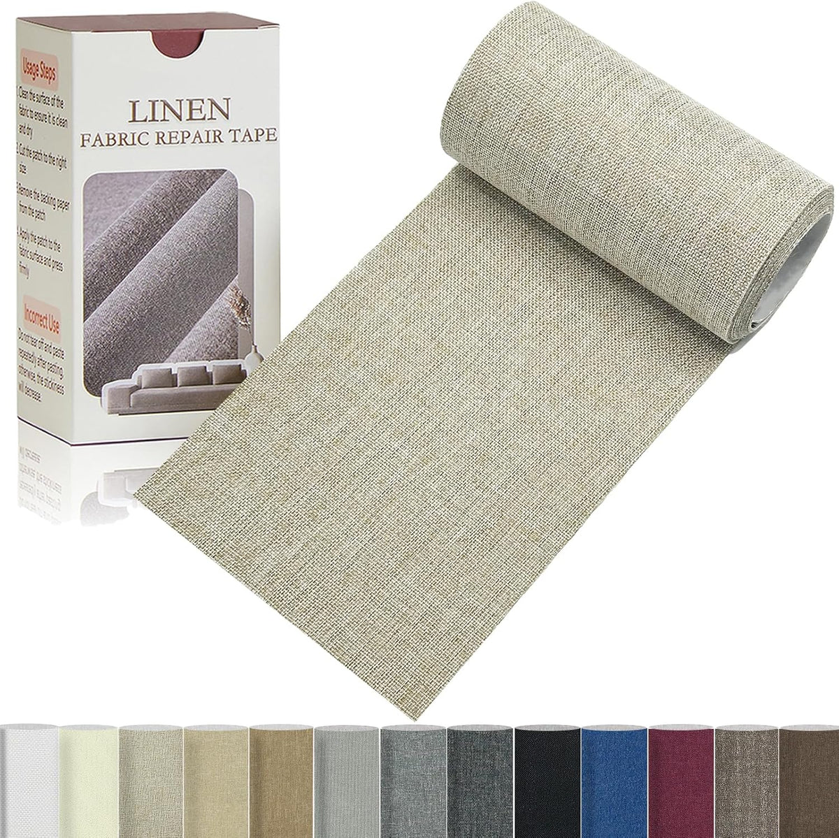 Linen Repair Tape 4x70 Inch Self-Adhesive Couch Patch Repair Fabric Patch for