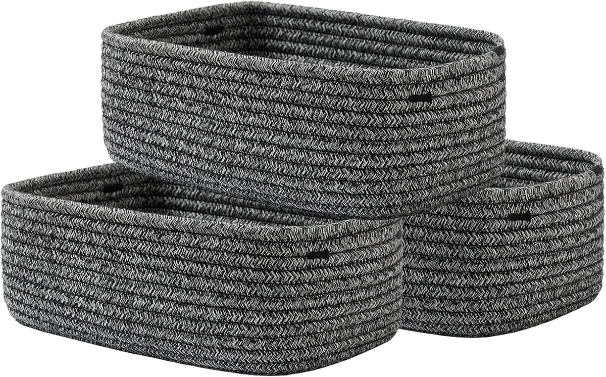 Small Woven Basket, 12 x 8 x 4.5 Inches, Storage Basket for Organizing, Cute Small Rope Shelf