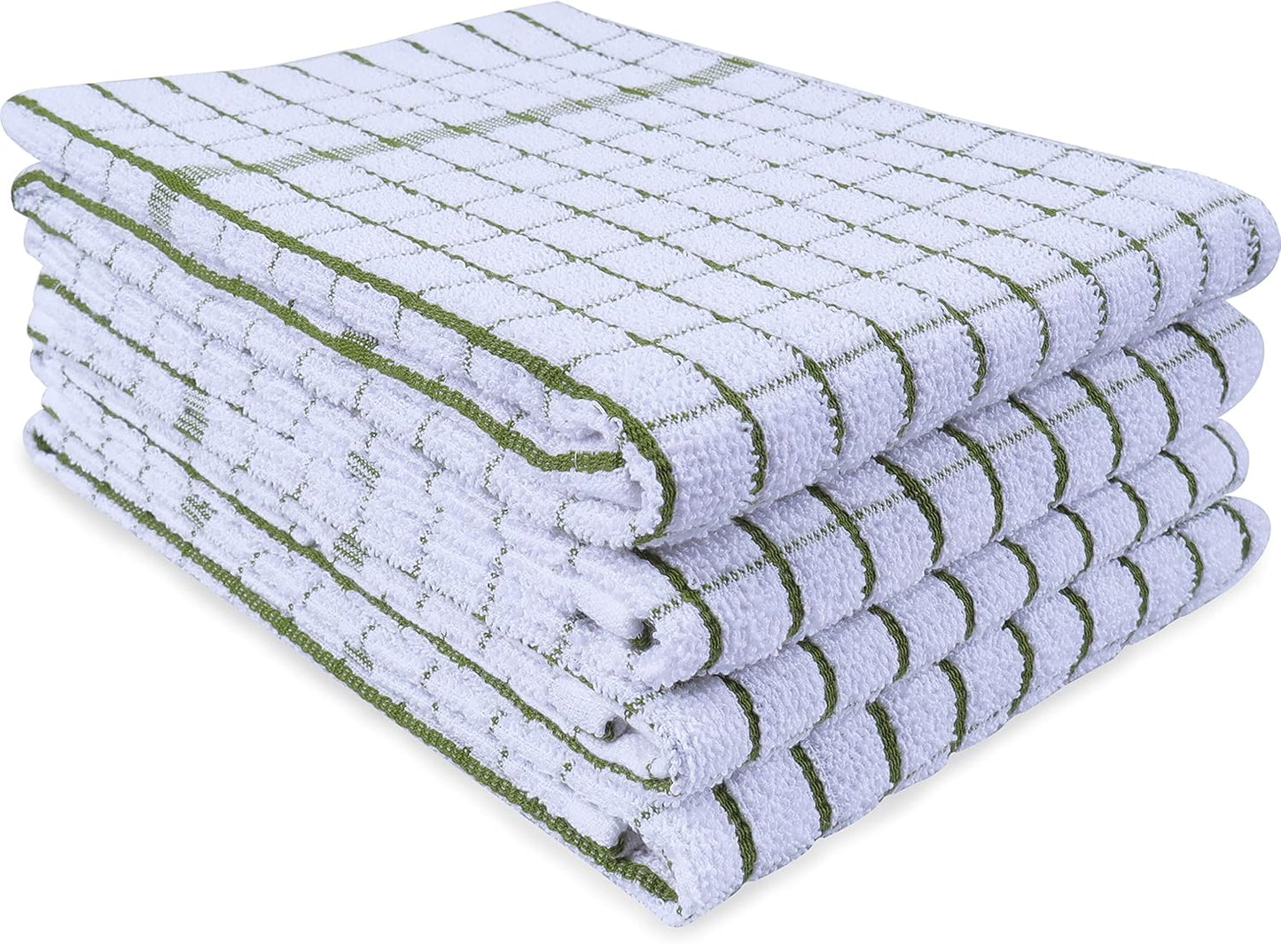 AMOUR INFINI Kitchen Towels Set of 4 - Highly Absorbent, Super Soft Terry Cotton 20x28 Inch Dish