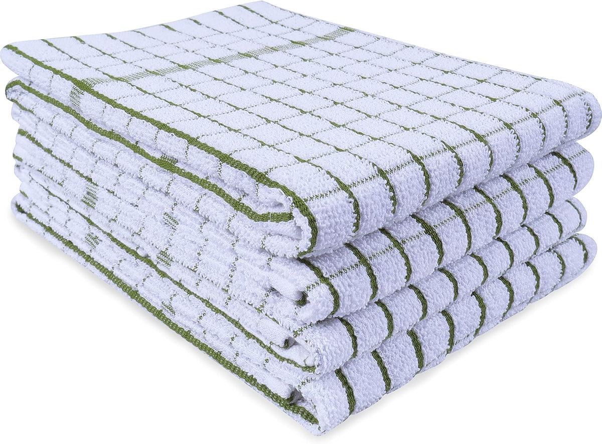 AMOUR INFINI Kitchen Towels Set of 4 - Highly Absorbent, Super Soft Terry Cotton 20x28 Inch Dish