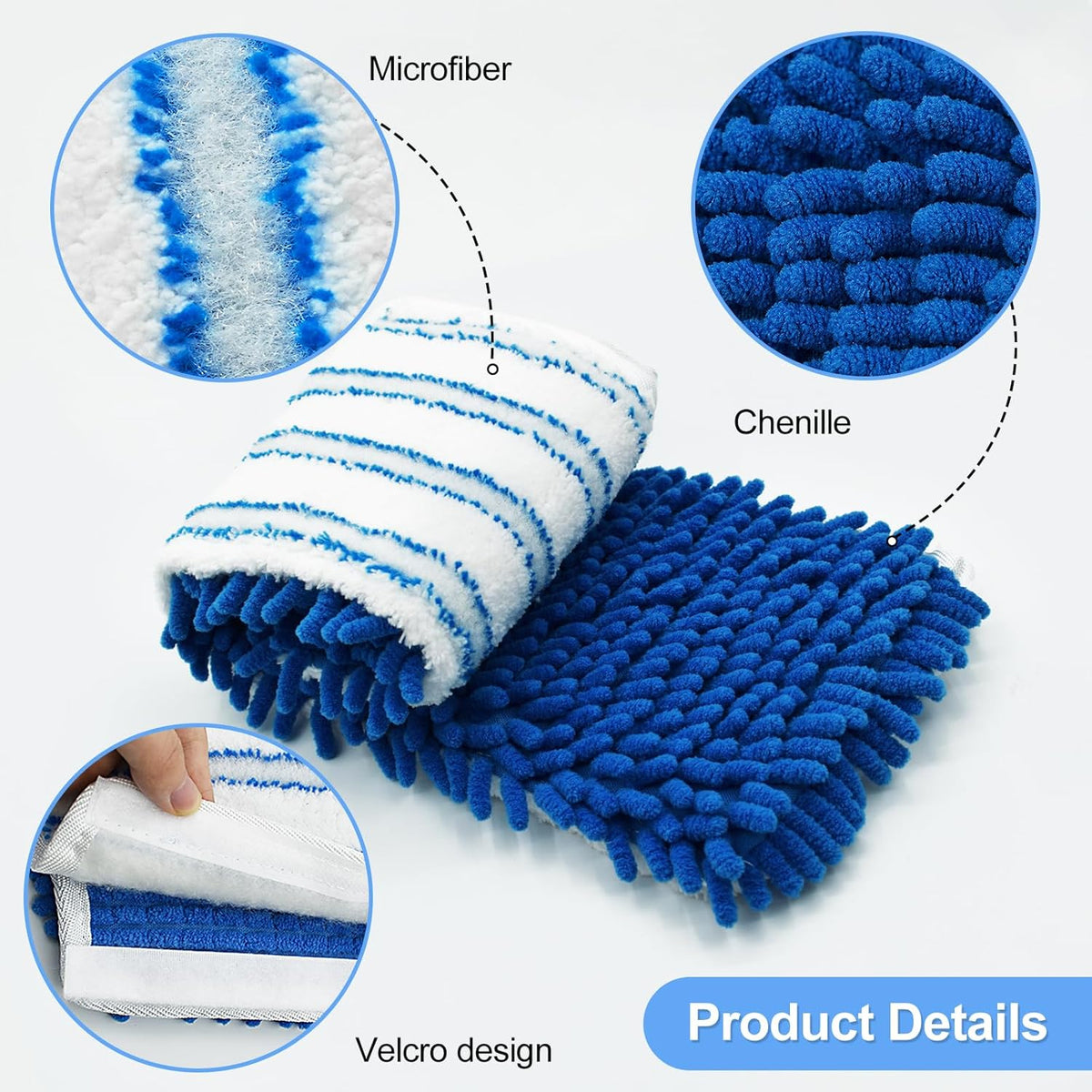 4 Pack Mop Heads Replacements for Ocedar Dual-Action Microfiber Flip Mop, Double Sided Mop Replace