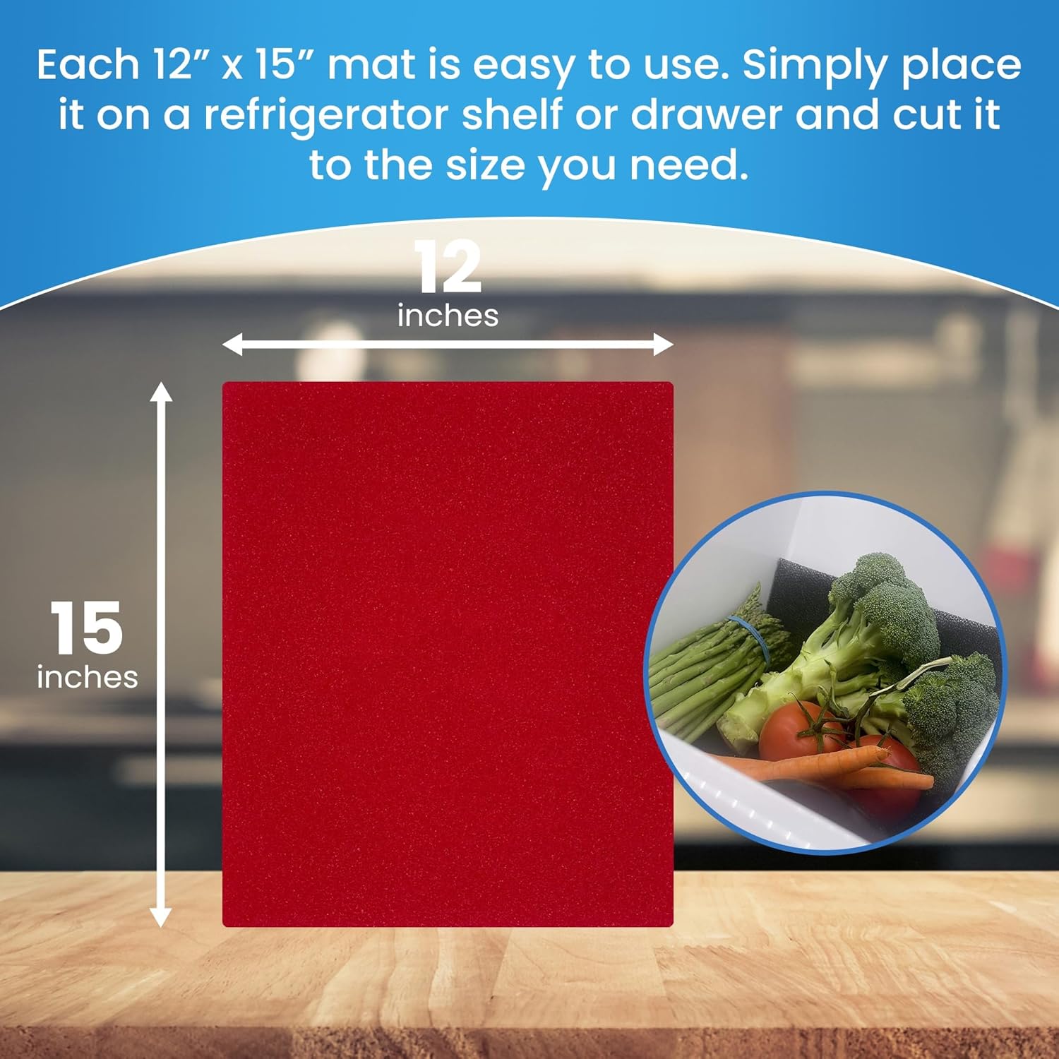 Bluapple FreshMats, Refrigerator Bin Liner, Fridge Drawer Mats, Crisper Life Extender Liner Keeps