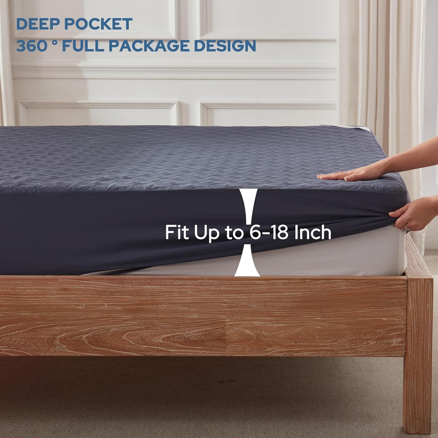 BEDLORE Waterproof Mattress Protector, Cal King Size Noiseless Mattress Pad with Deep Pocket 6"-18"
