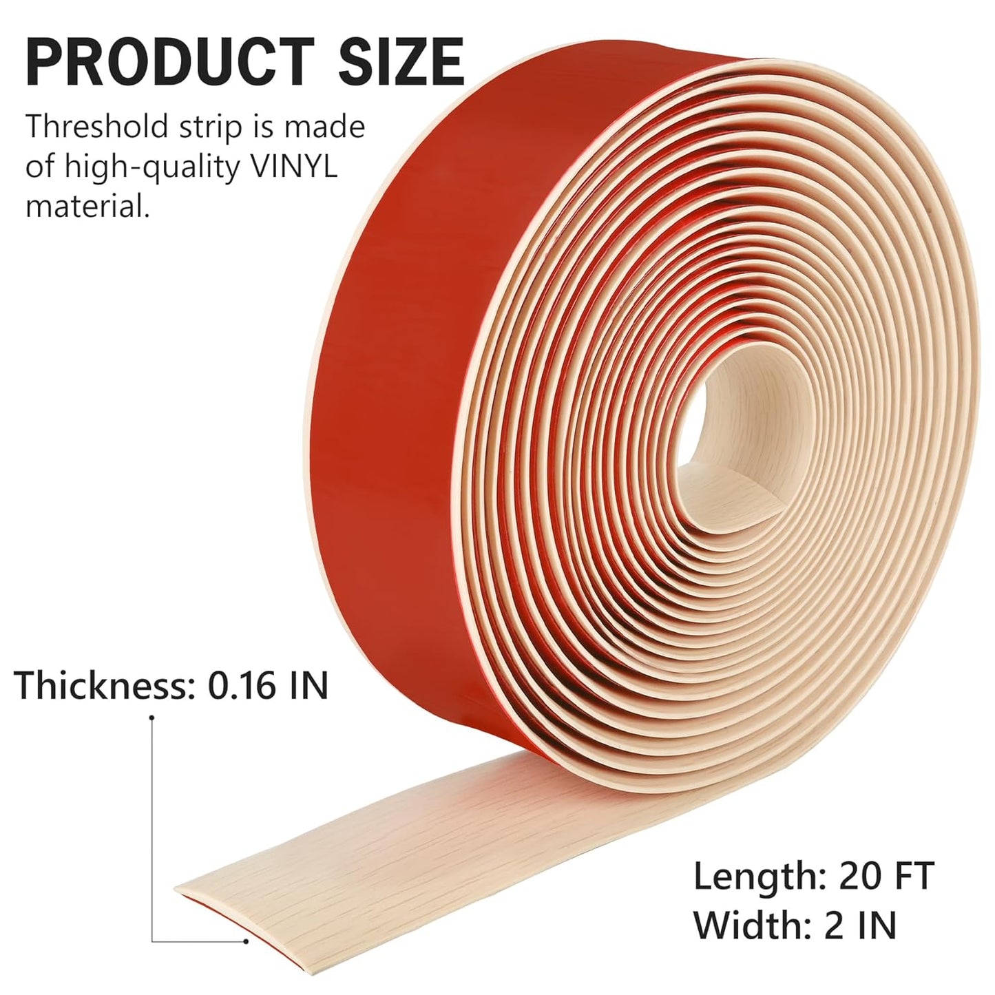 20Ft Floor Transition Strip Self Adhesive Vinyl Cover Floor Strip Flat Divider Transition Strip
