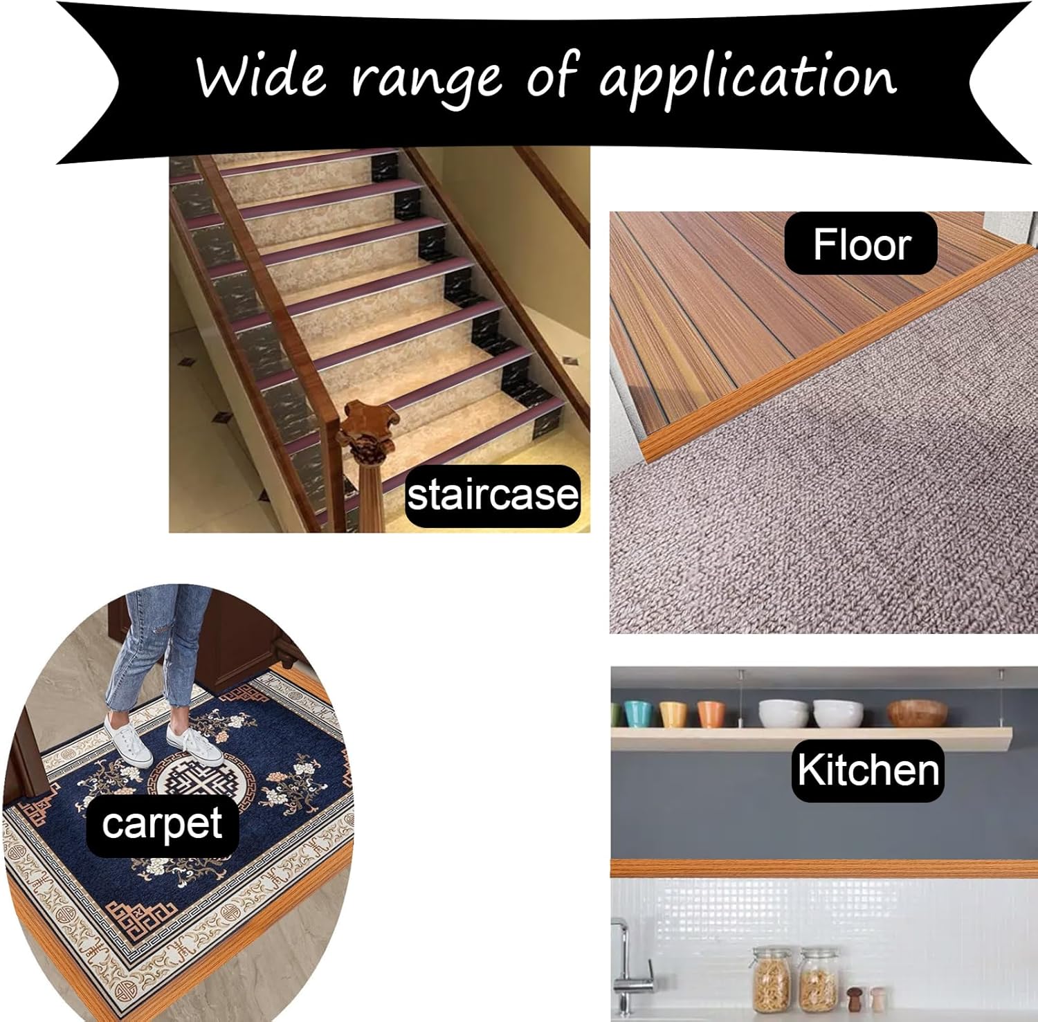 Floor Transition Strip & Self Adhesive Floor Vinyl Floor Edge Trim Laminate Floor Gap Covering