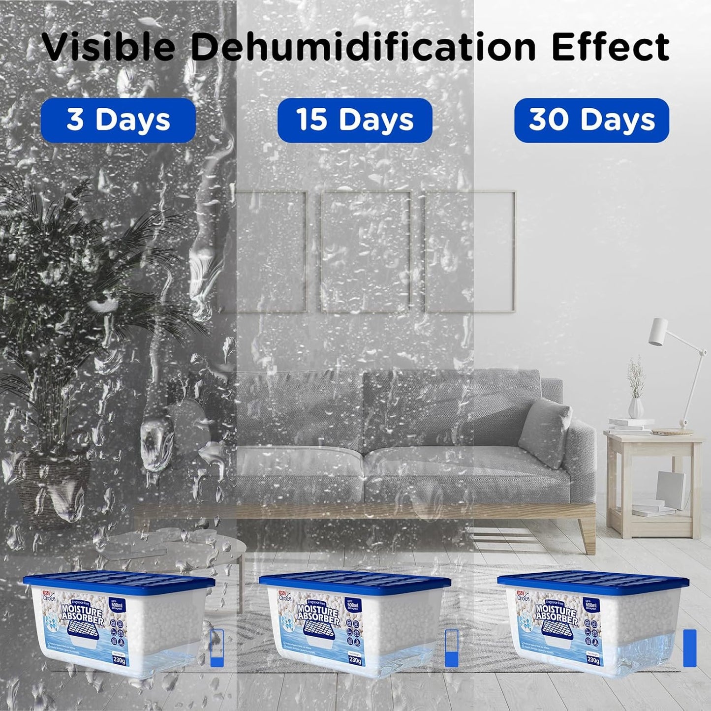 W&E Choice Moisture Absorbers, Portable Humidity Absorber Boxes for Your Bathroom, Closet & Car