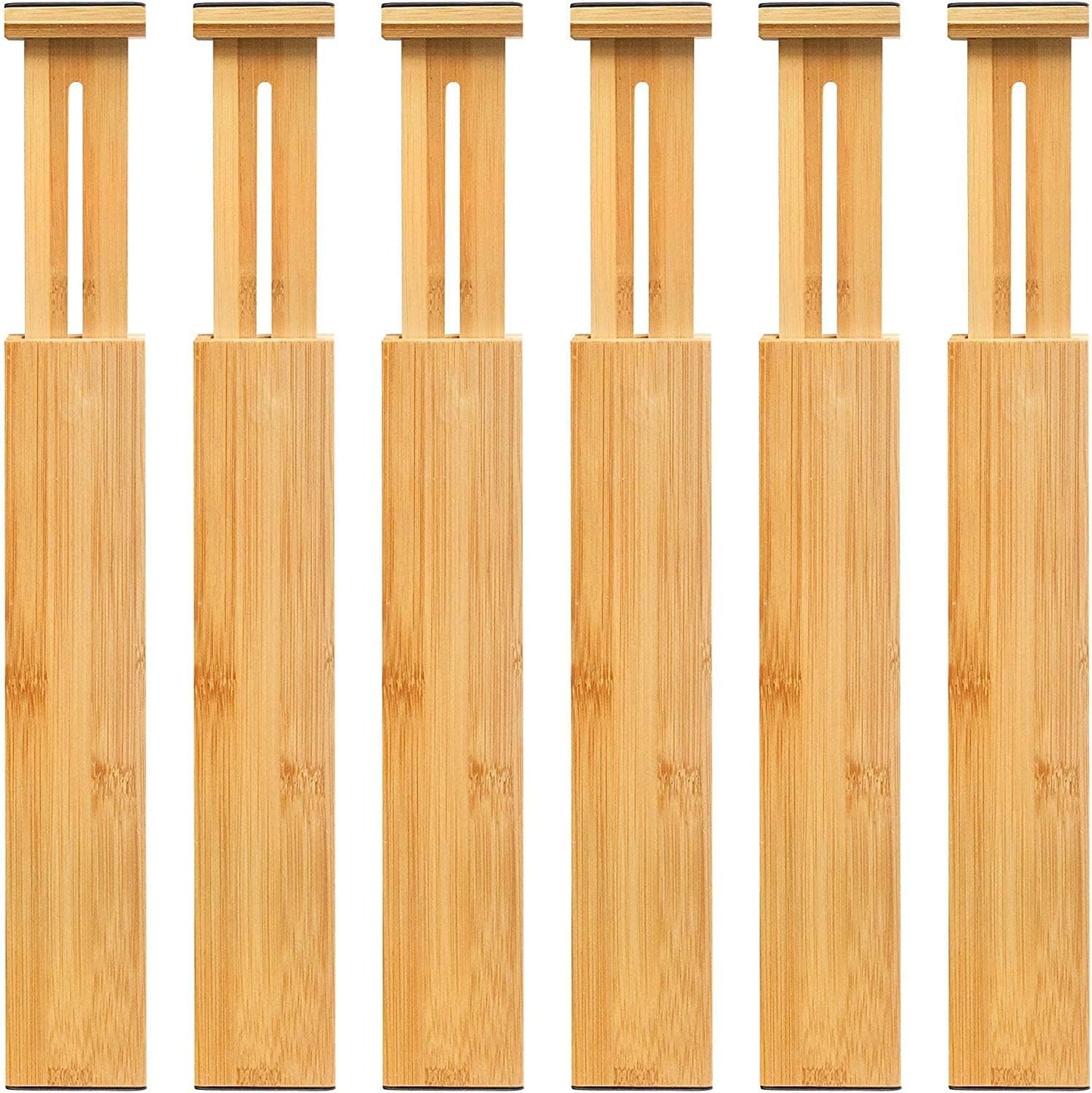 VaeFae Adjustable Bamboo Drawer Dividers, Expandable Drawer Organizer for Kitchen, Bedroom