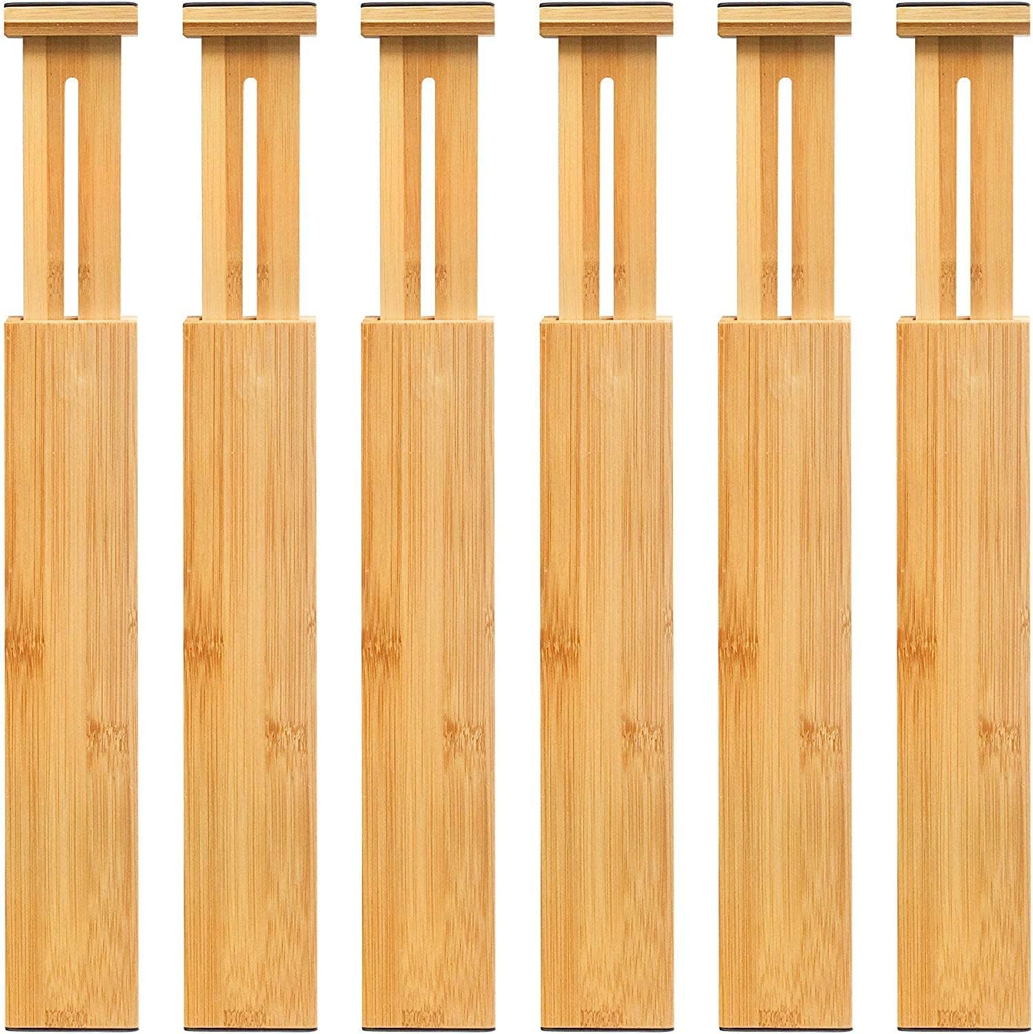 VaeFae Adjustable Bamboo Drawer Dividers, Expandable Drawer Organizer for Kitchen, Bedroom