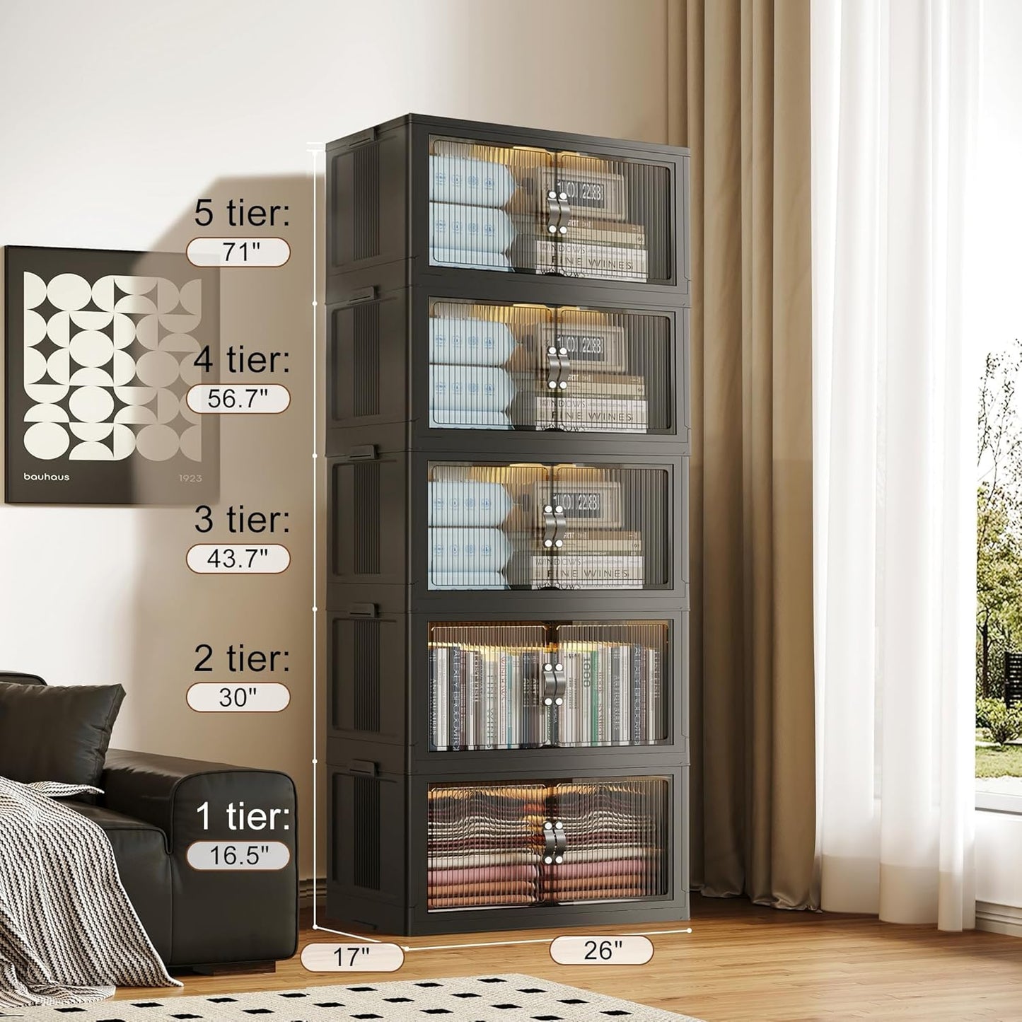 SAILUN 136Gal/543Qt Stackable Storage Bins Folding Collapsible Storage Bins with Lid, Closet
