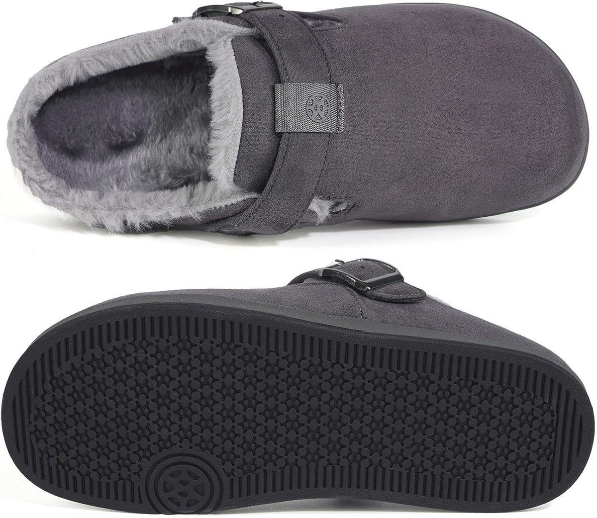 Fur Lined Clogs for Women Men Suede Winter Slippers Arch Support Slip on Mules Potato Shoes with