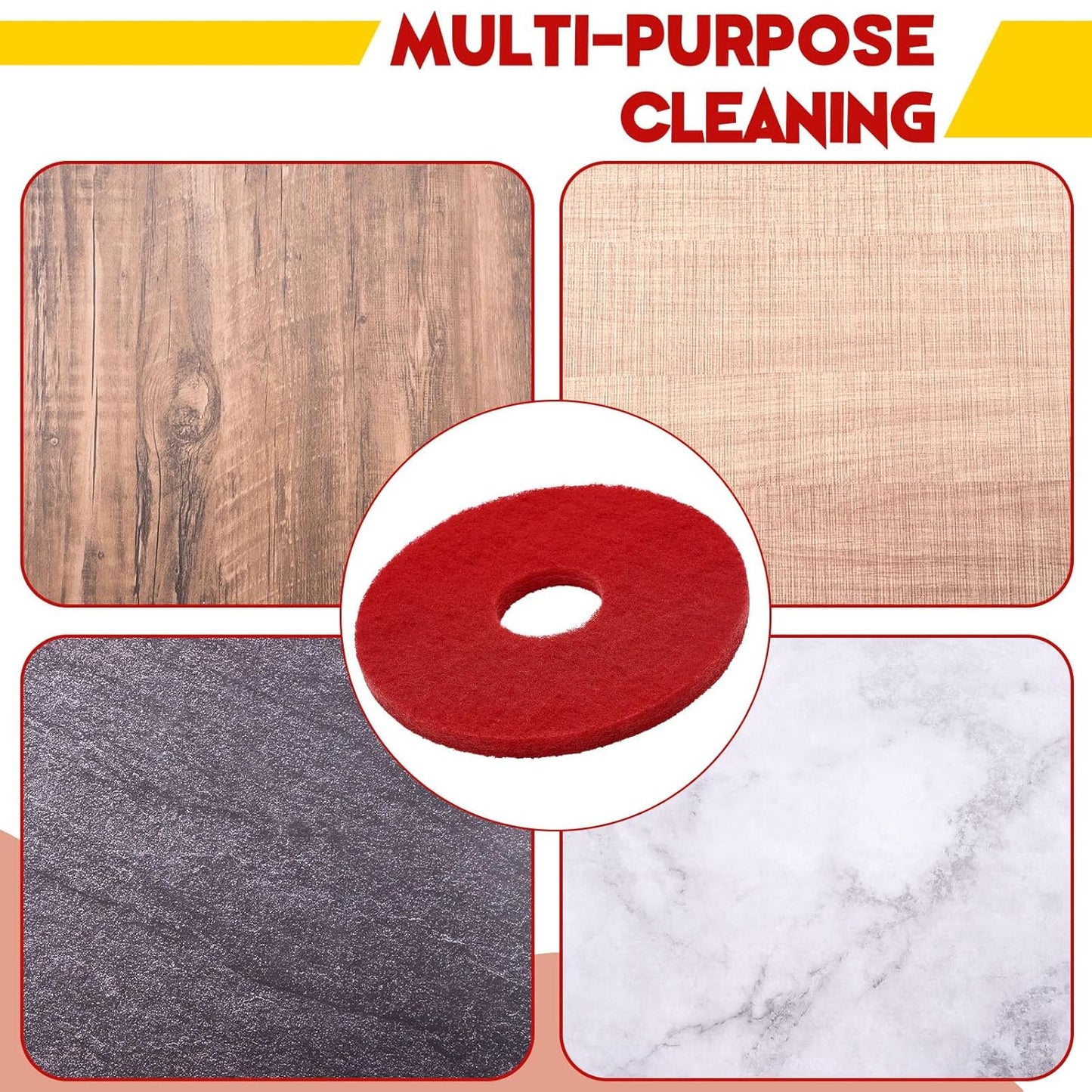 2 Pcs 12" Red Scrubbing Pads Commercial Cleaning Orbiter Pads-Maintenance Non Woven for Floor