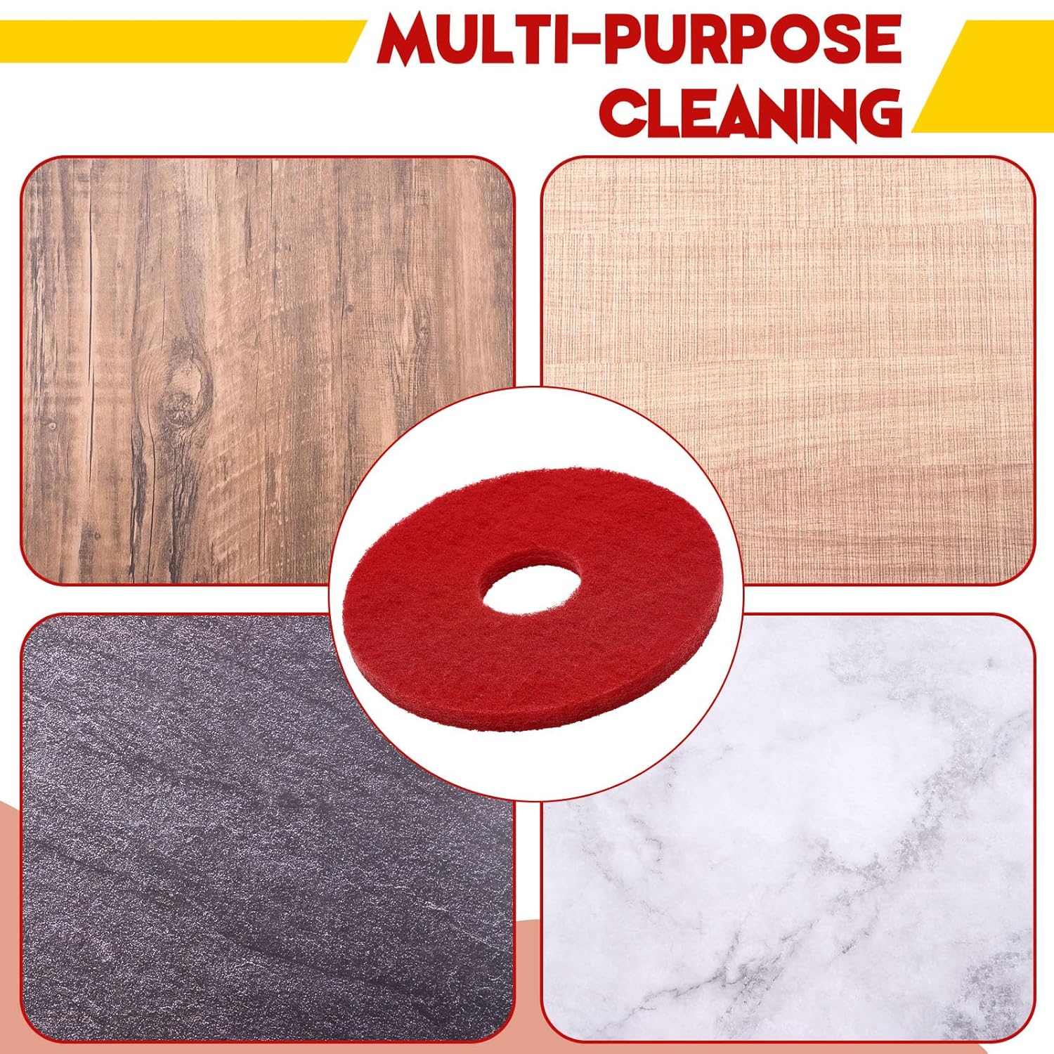 2 Pcs 12" Red Scrubbing Pads Commercial Cleaning Orbiter Pads-Maintenance Non Woven for Floor
