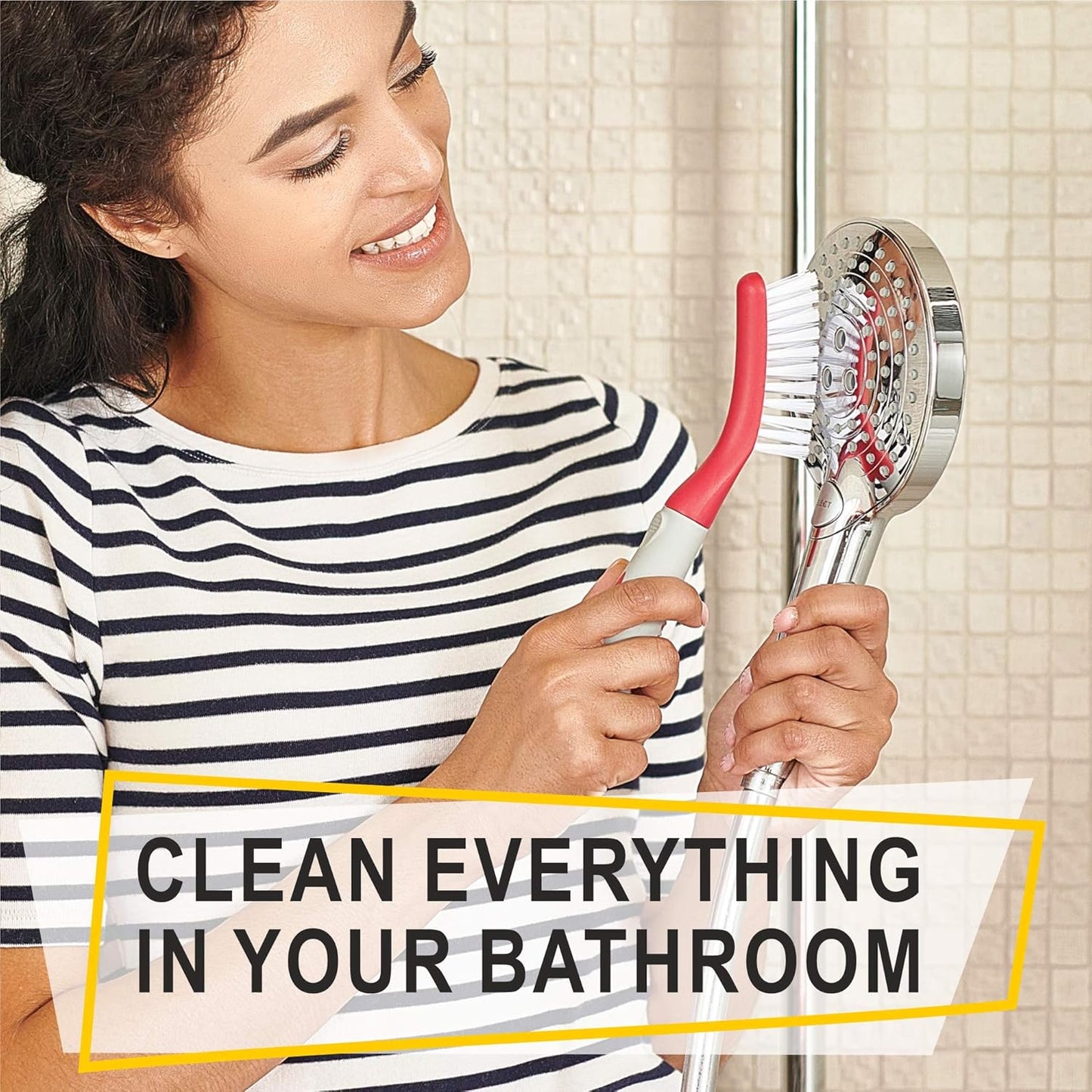 Scrub Brush Set of 3pcs - Cleaning Shower Scrubber with Ergonomic Handle and Durable Bristles