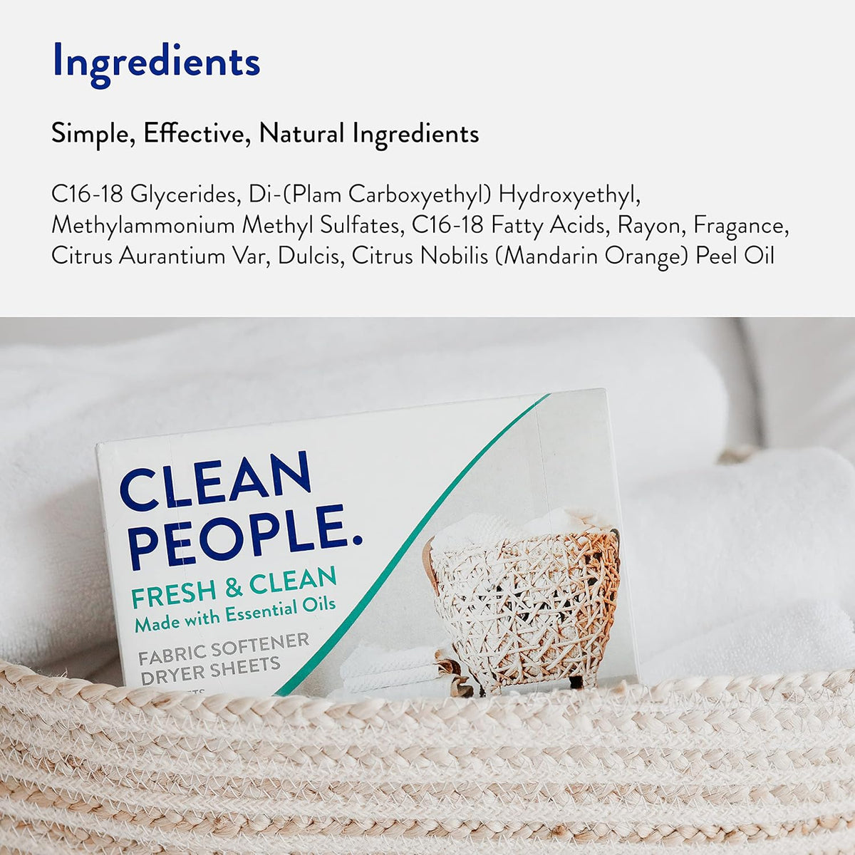 The Clean People Fabric Softener Sheets - Dryer Sheets - Softens & Removes Static Cling - Vegan