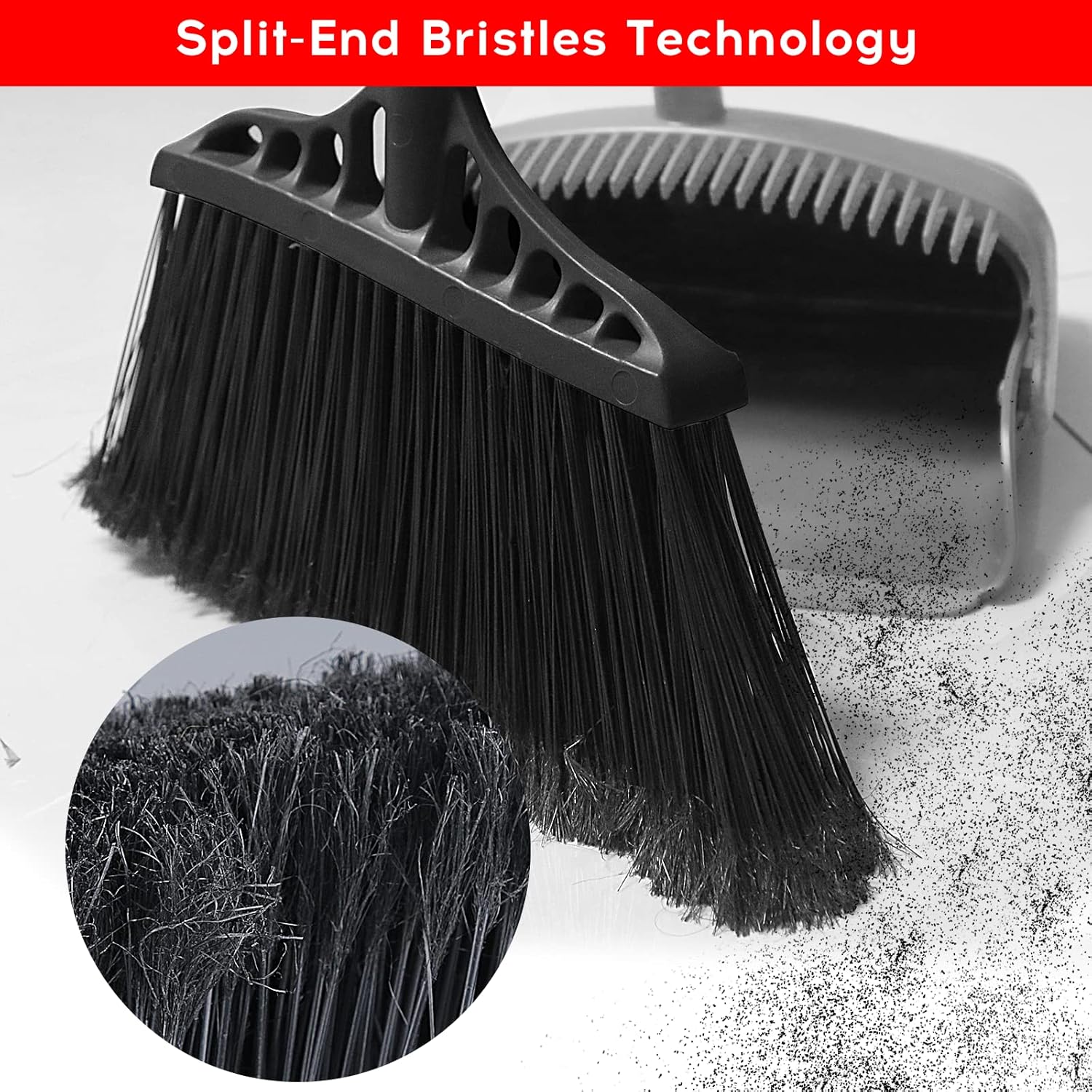 3-Pack Heavy Duty Broom, Commercial Broom with 55" Long Handle Outdoor Indoor, Industrial Brooms