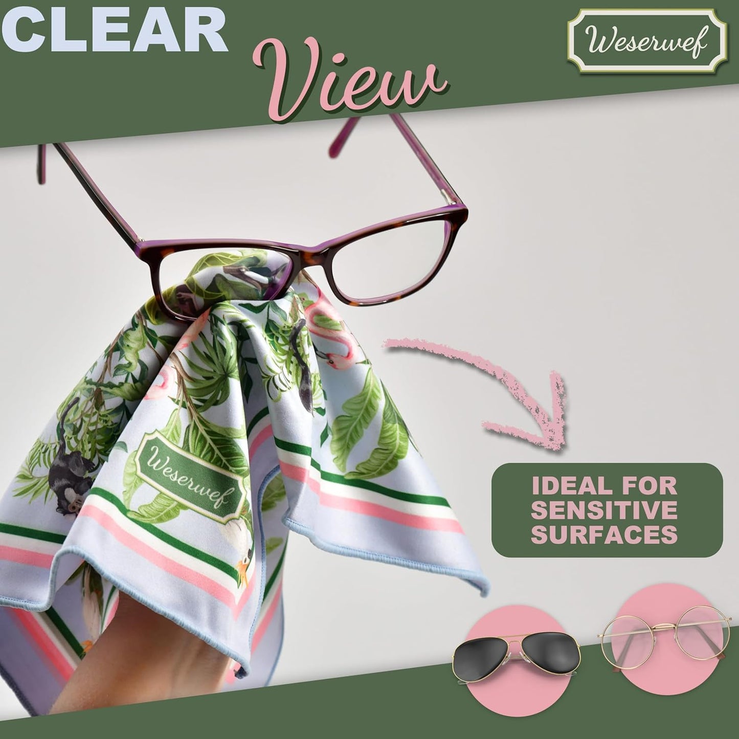 WESERWEF Design Microfiber Glasses Cleaning Cloth – Premium Cleaning Cloth for Eyeglasses, Screens