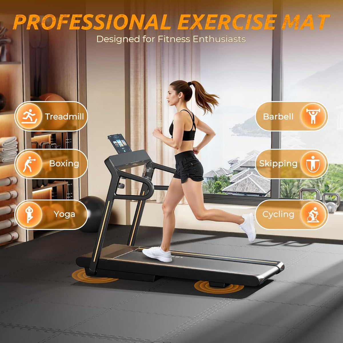 PRAISUN 0.6" Thicker Gym Mat, 12 Tiles 48 Sq Ft Workout Mats, Interlocking Foam Tiles with Rubber
