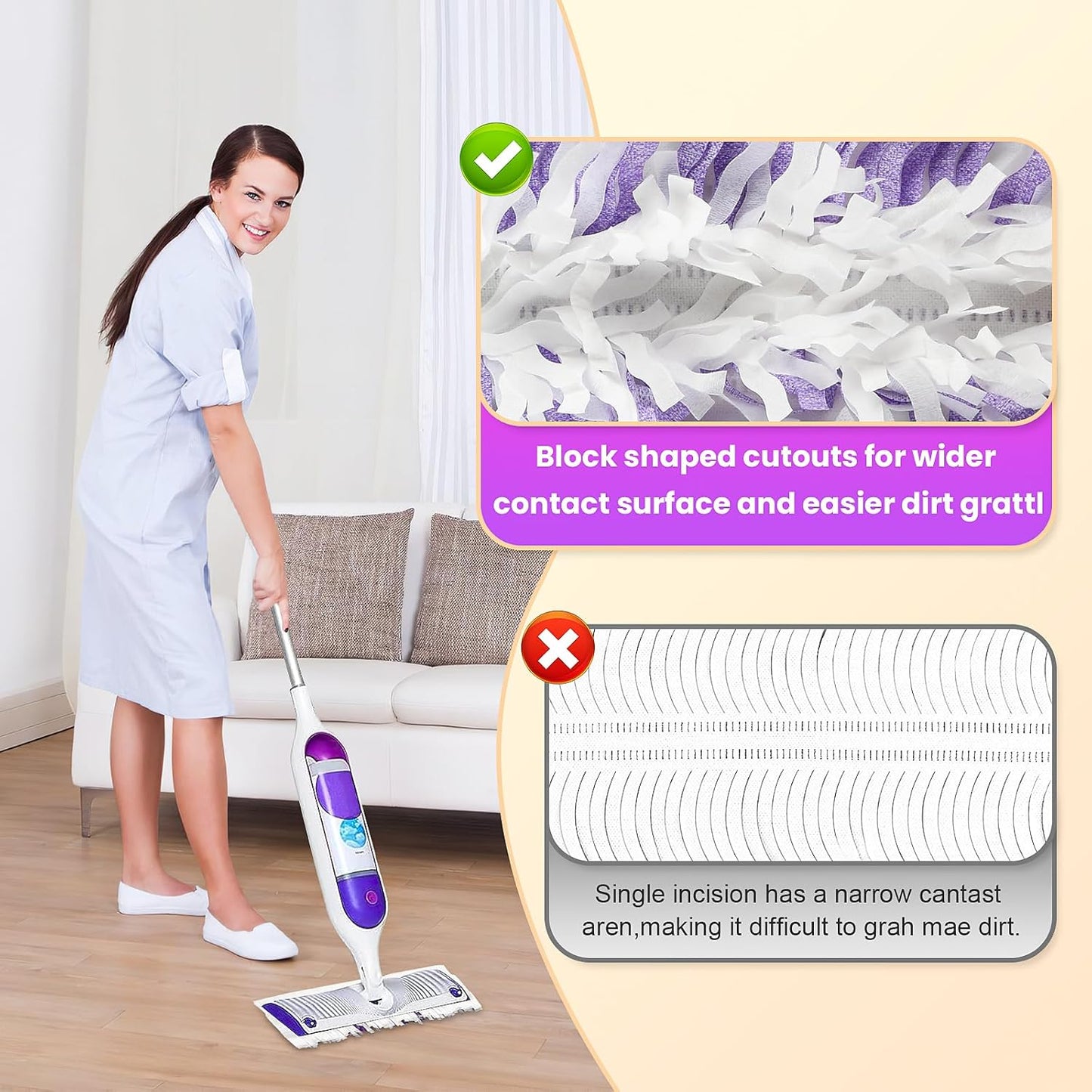 Power Mop Refills for Swiffer | 40 Count Disposable Pads for Wet & Dry Cleaning | Multi-Surface