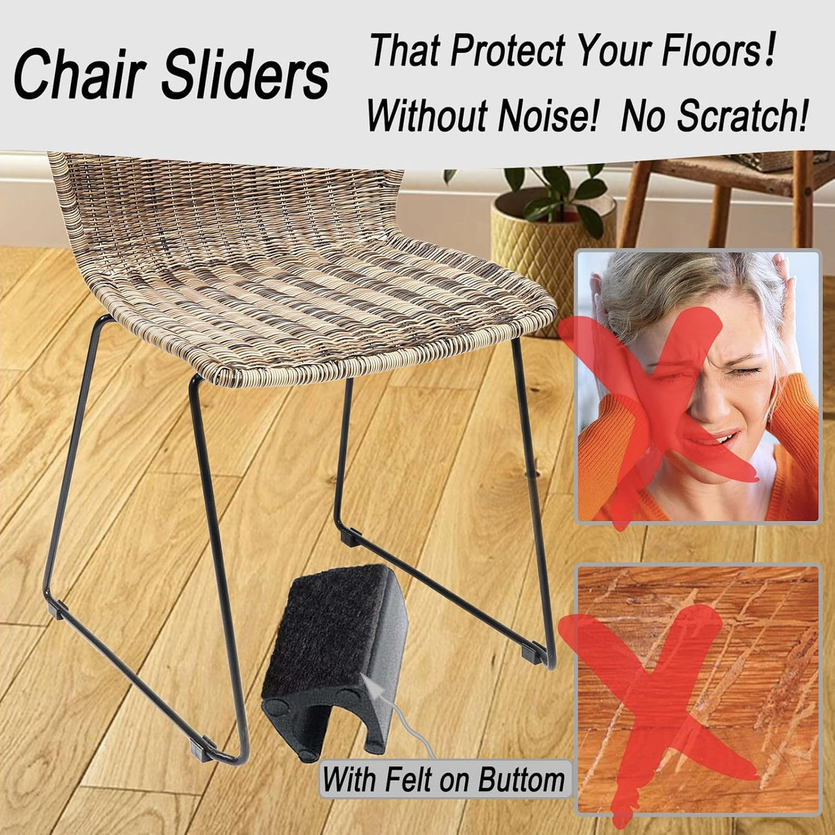 Rectangle U Shaped Chair Leg Tips Caps with Felt Pads,Furniture Feet Protector Slide Smoothly