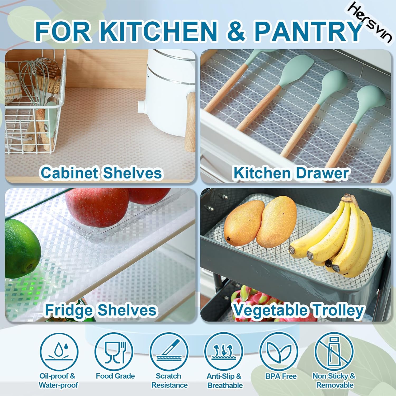 Shelf Liners 12 in x 20 ft EVA Drawer Mats, Non-Adhesive Cupboard Protector, Kitchen Cabinet Lining