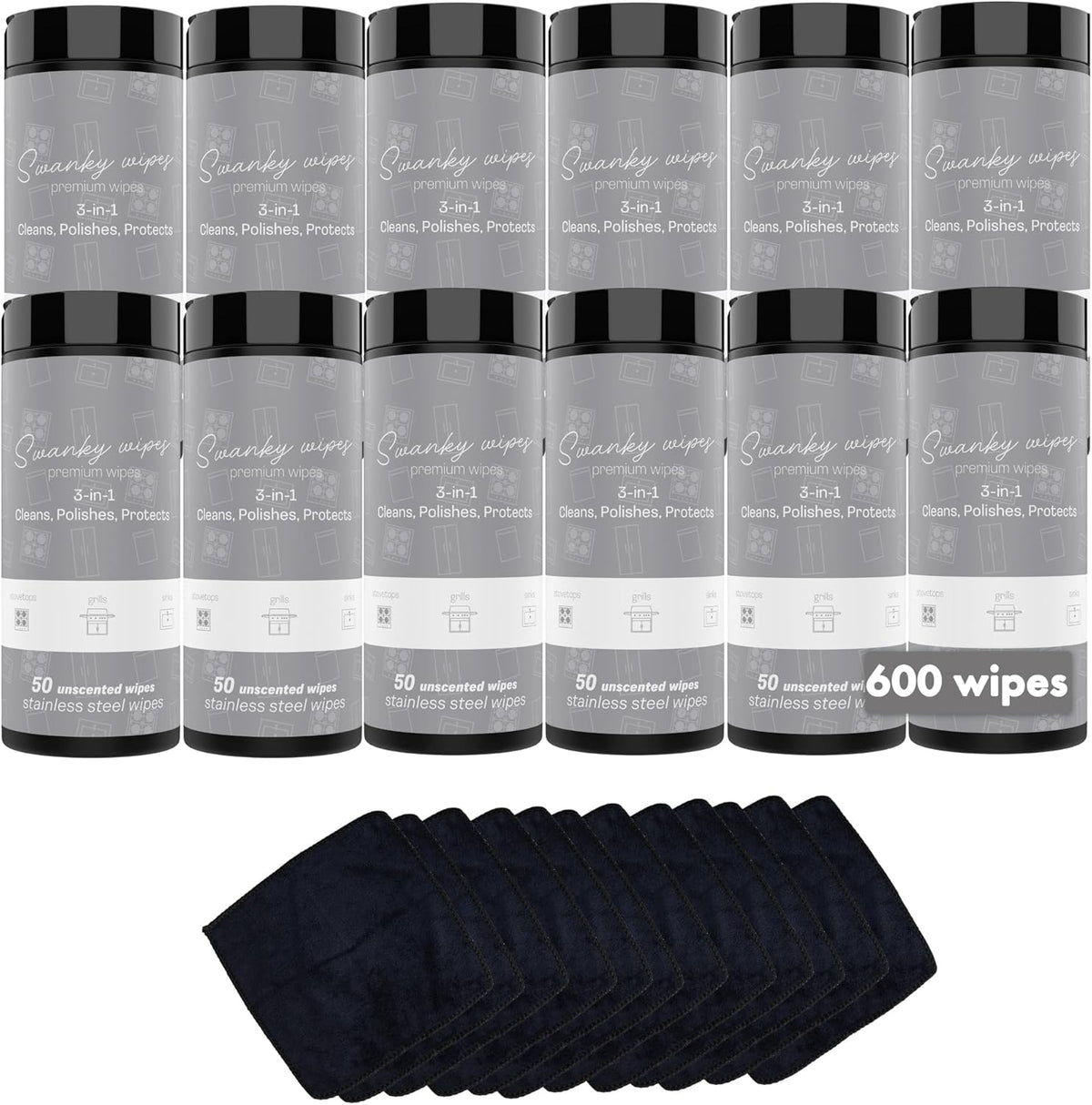 Swanky Stainless Steel Cleaner Wipes - Grime & Grease Remover Kitchen Cleaning Supplies - Clean &