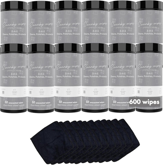 Swanky Stainless Steel Cleaner Wipes - Grime & Grease Remover Kitchen Cleaning Supplies - Clean &