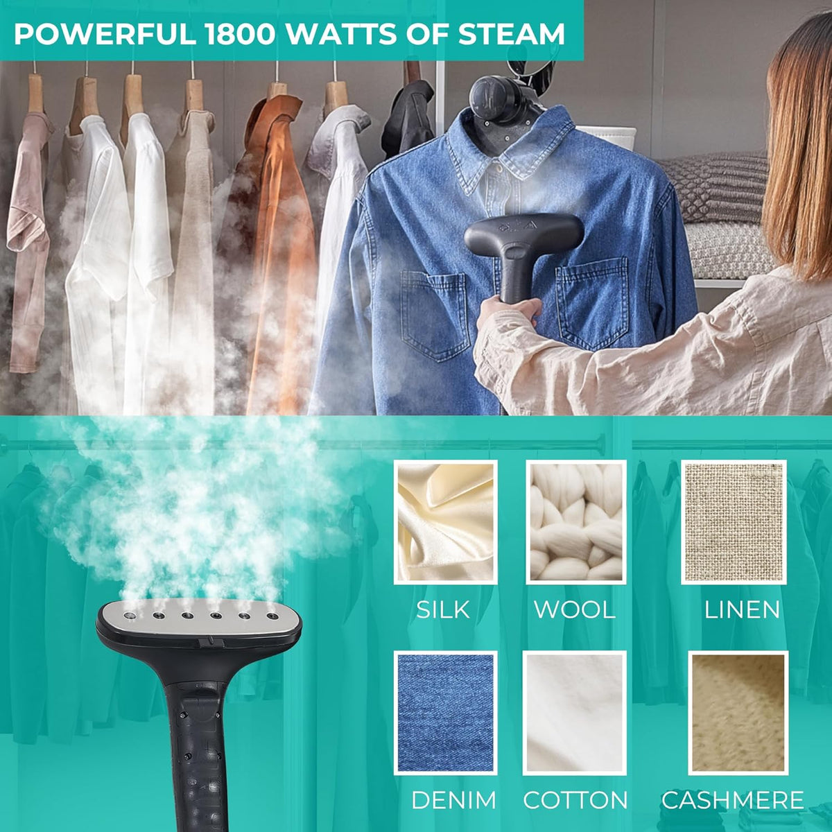 True & Tidy® Commercial Garment Steamer – Heavy Duty 1800W for Home & Commercial Use, 90+ Min