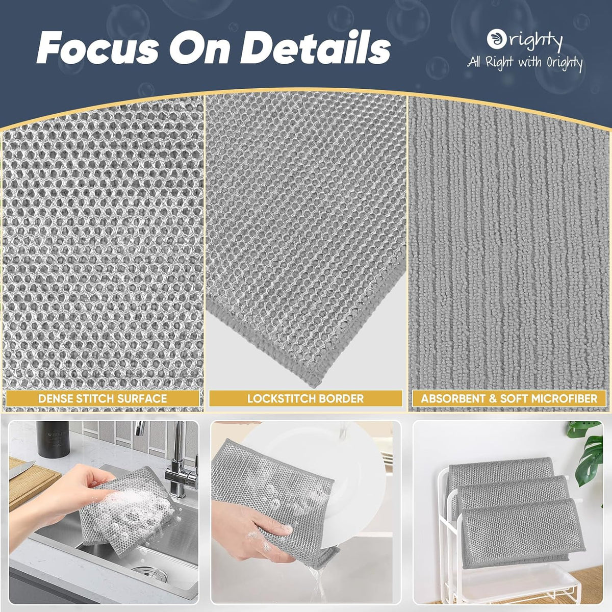 Orighty Multipurpose Wire Dishwashing Rag 24 Pcs, Upgraded Double-Layer Non-Scratch Wire Dish