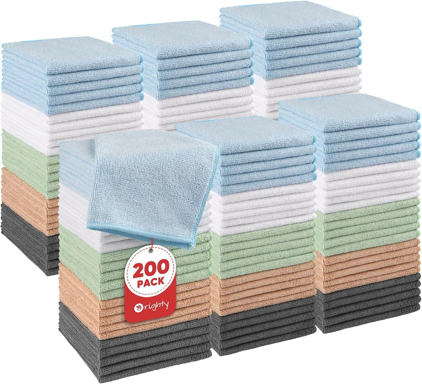 Orighty Wash Cloths Bulk Towels Set 200 Pack, Highly Absorbent and Soft Feel Microfiber Face