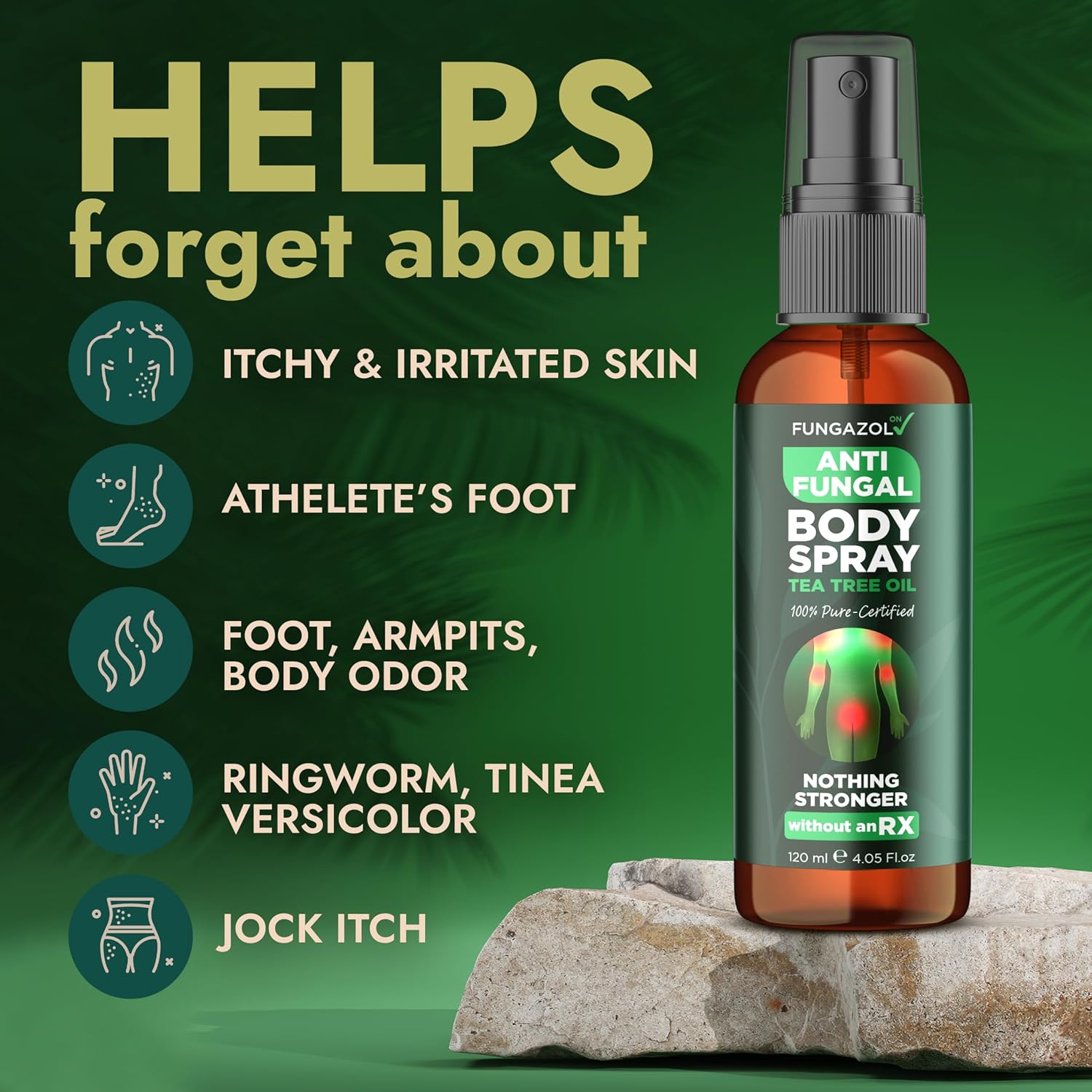 Body Spray with Tea Tree Oil | Fast-Absorbing Antifungal Treatment for Jock Itch, Athlete’s Foot