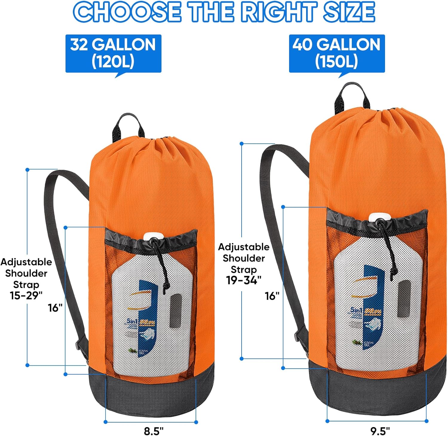 BALEINE 120L Laundry Bag Backpack, 900D Oxford Fabric Large Travel Laundry Bags with Shoulder