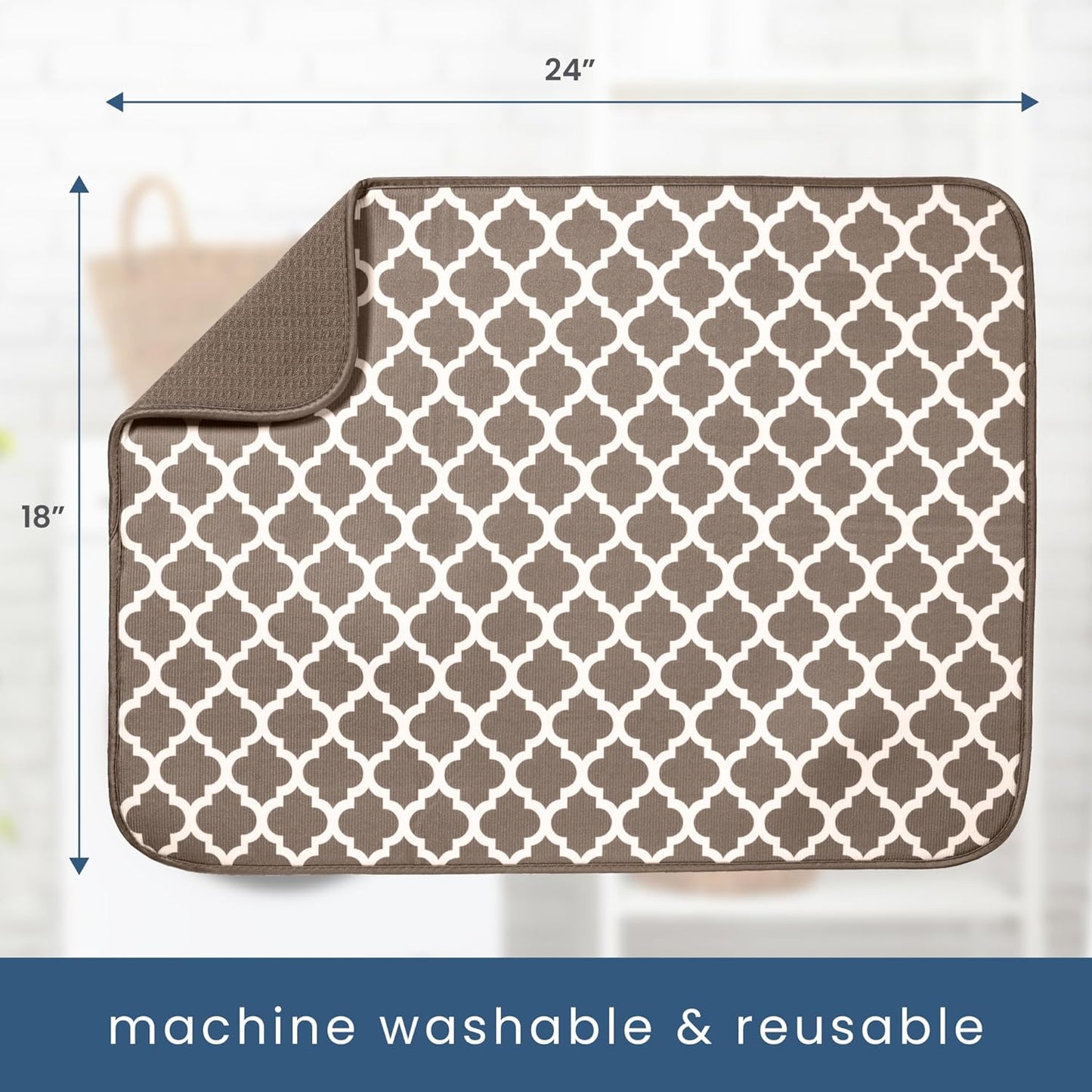 S&T INC. Dish Drying Mat XL, 18” x 24”, Absorbent Microfiber Kitchen Counter Mat, Dish Drying Pad
