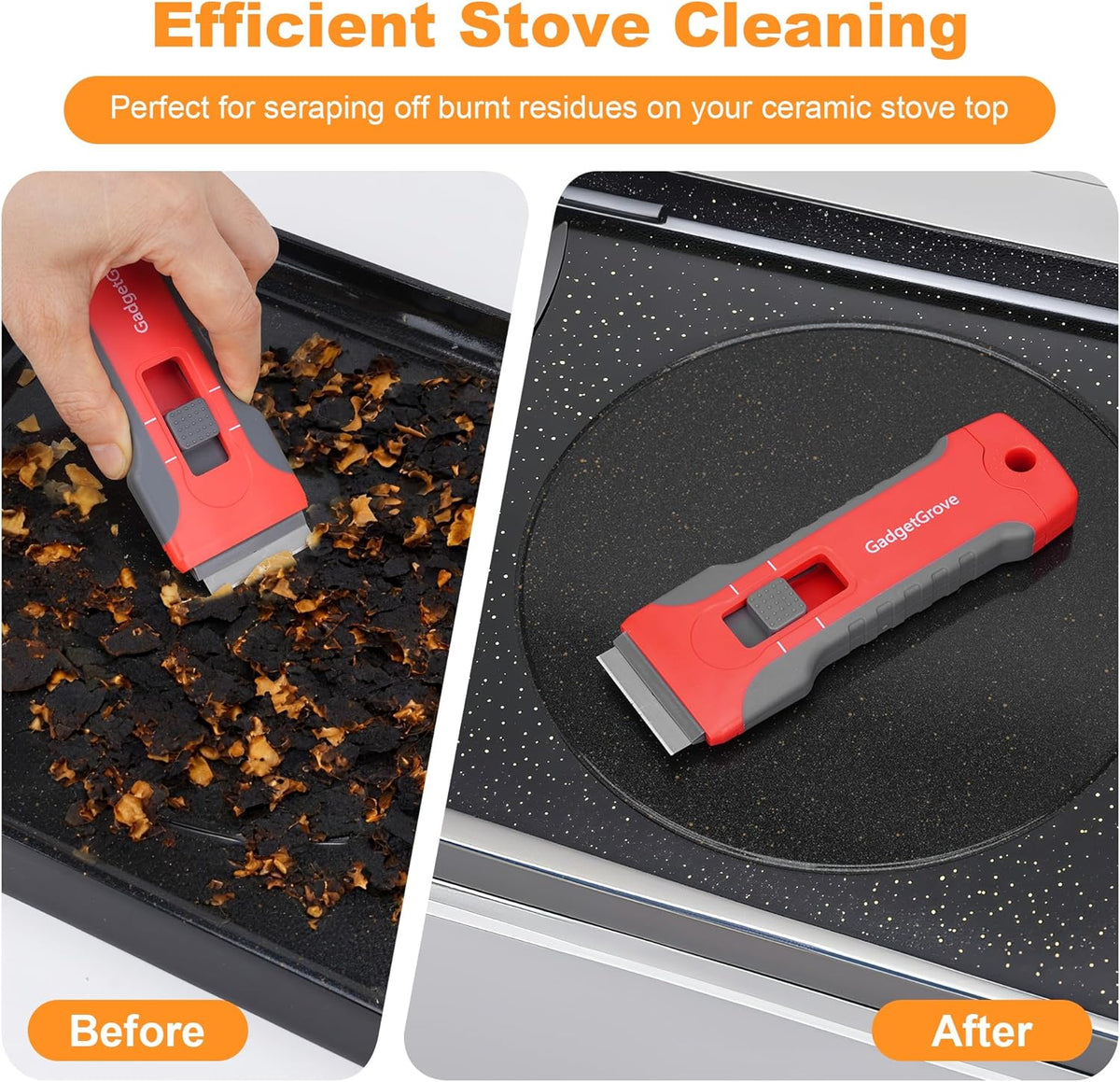 Upgraded Razor Blade Scraper with 2 Pcs Plastic Scraper, Scraper Tool for Cooktop, Oven, Stove