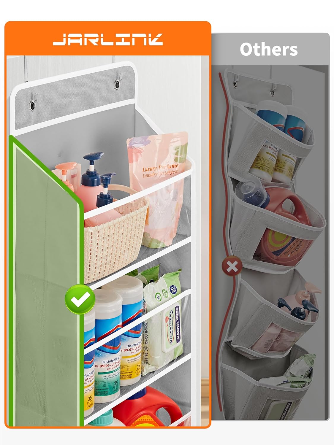 JARLINK Toy Stuffed Animal Storage, Over The Door Organizer W/Clear View Windows, 44lb Load, Baby