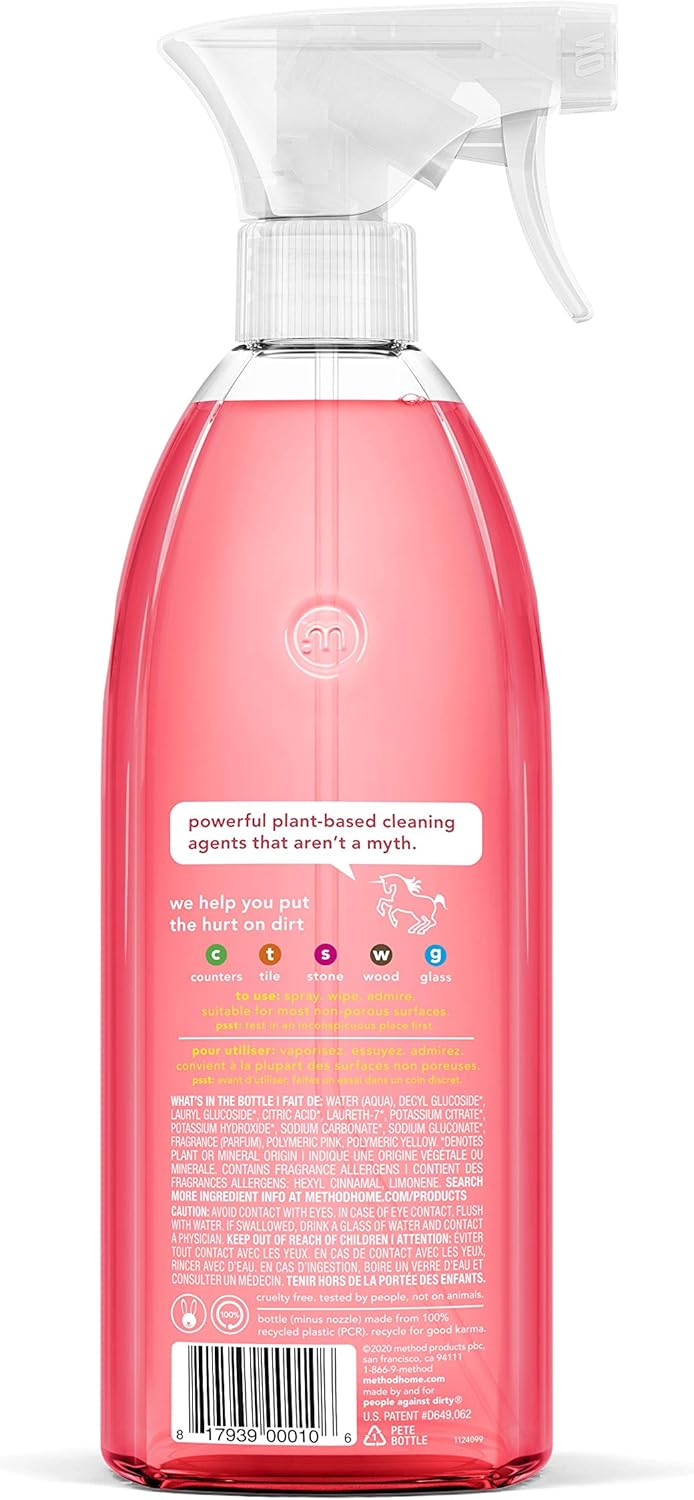 Method All-Purpose Cleaner Spray, Pink Grapefruit, Plant-Based and Biodegradable Formula Perfect