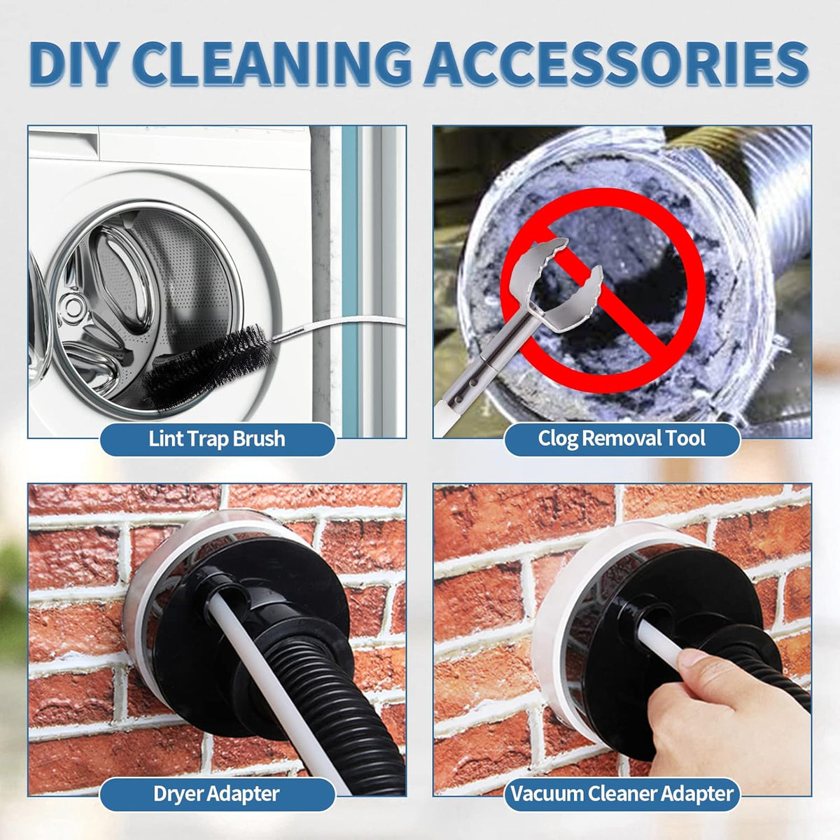 Bluesea 7 Pieces 25 Feet Dryer Vent Cleaner Kit, Reinforced Nylon Dryer Vent Cleaning Kit, Durable