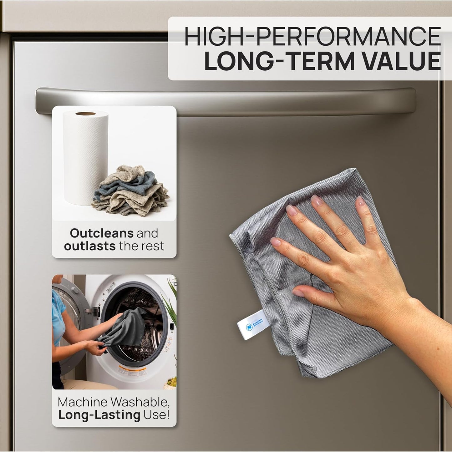 Claro Stainless Steel Cleaner Cloth 8-Pack – Microfiber Cleaning Cloths for Appliances, Sinks &
