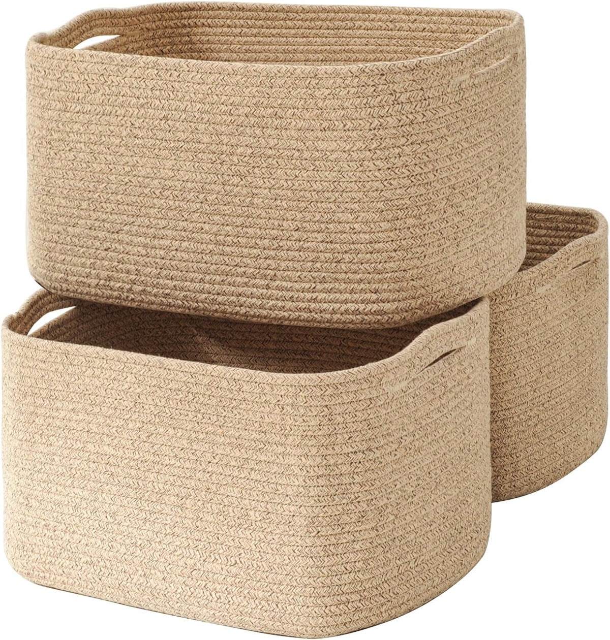 Large Storage Baskets for Organizing Shelves, Woven Cotton Rope Bins for Baby Nursery Organization