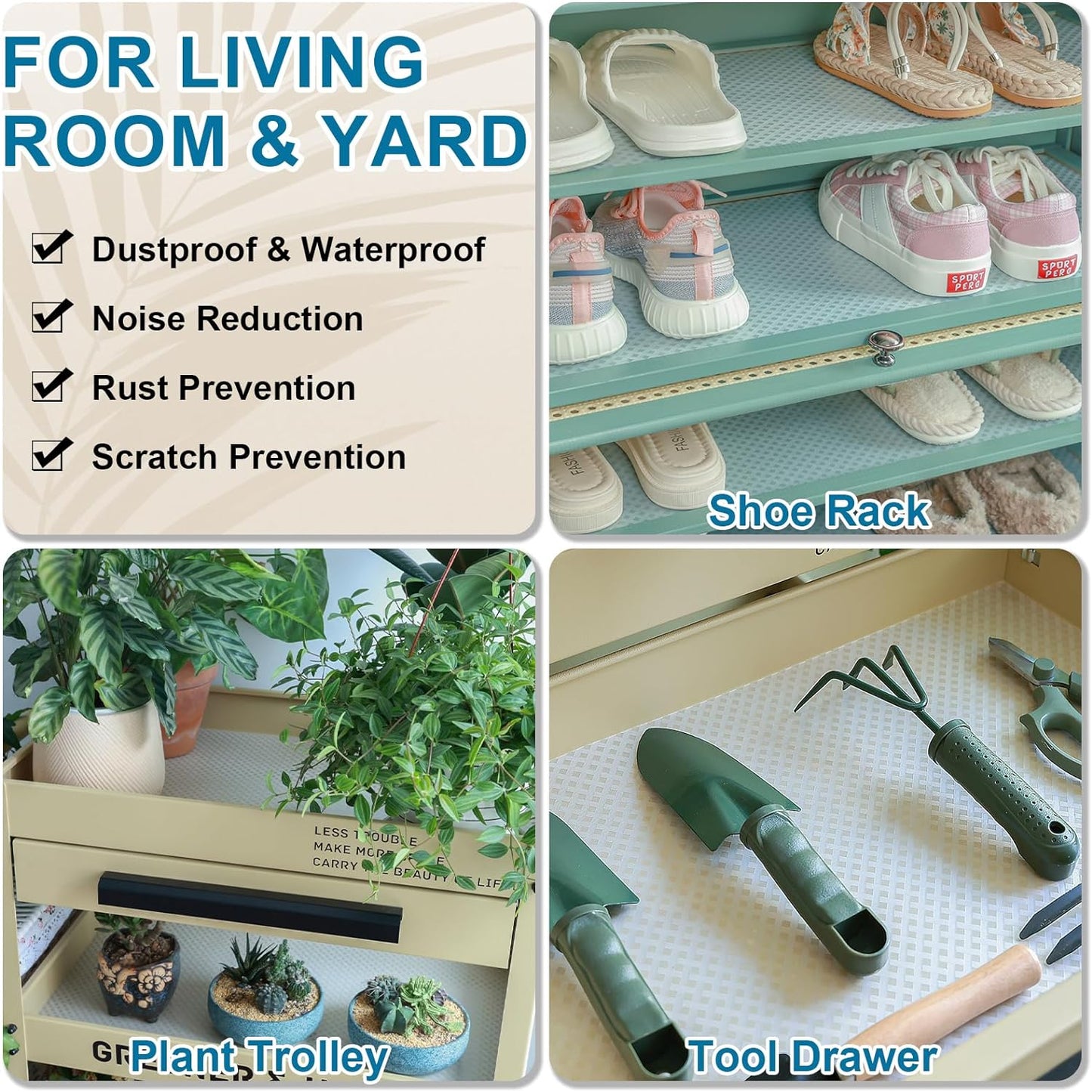 Shelf Liners 16 in x 20 ft EVA Drawer Mats, Non-Adhesive Cupboard Protector, Kitchen Cabinet Lining