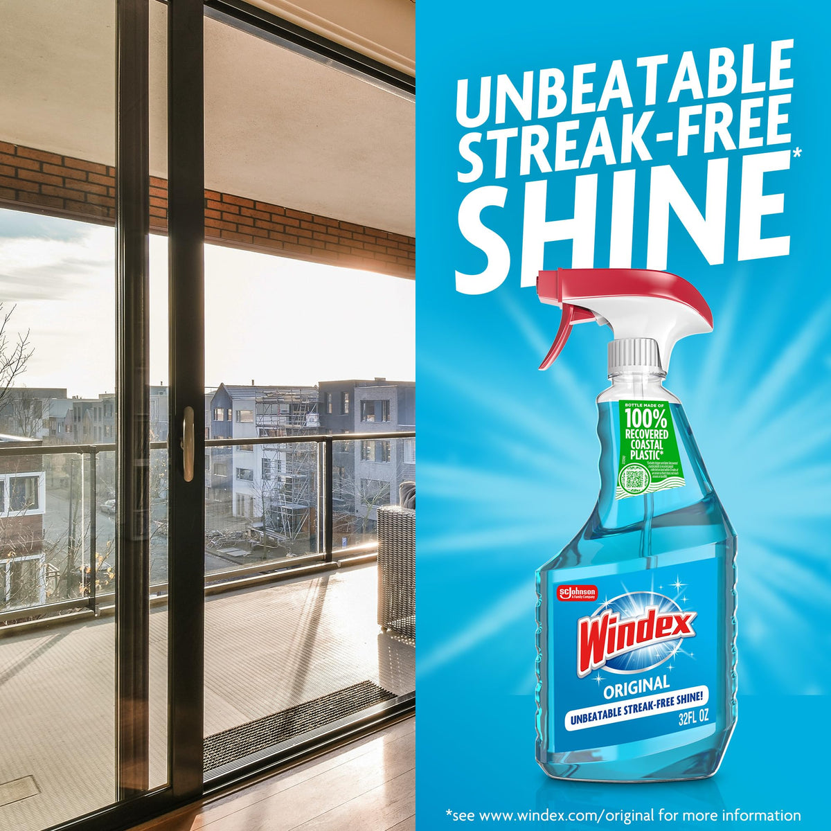 Windex Glass and Window Cleaner Spray Bottle, Bottle Made from 100% Recycled Plastic, Surface