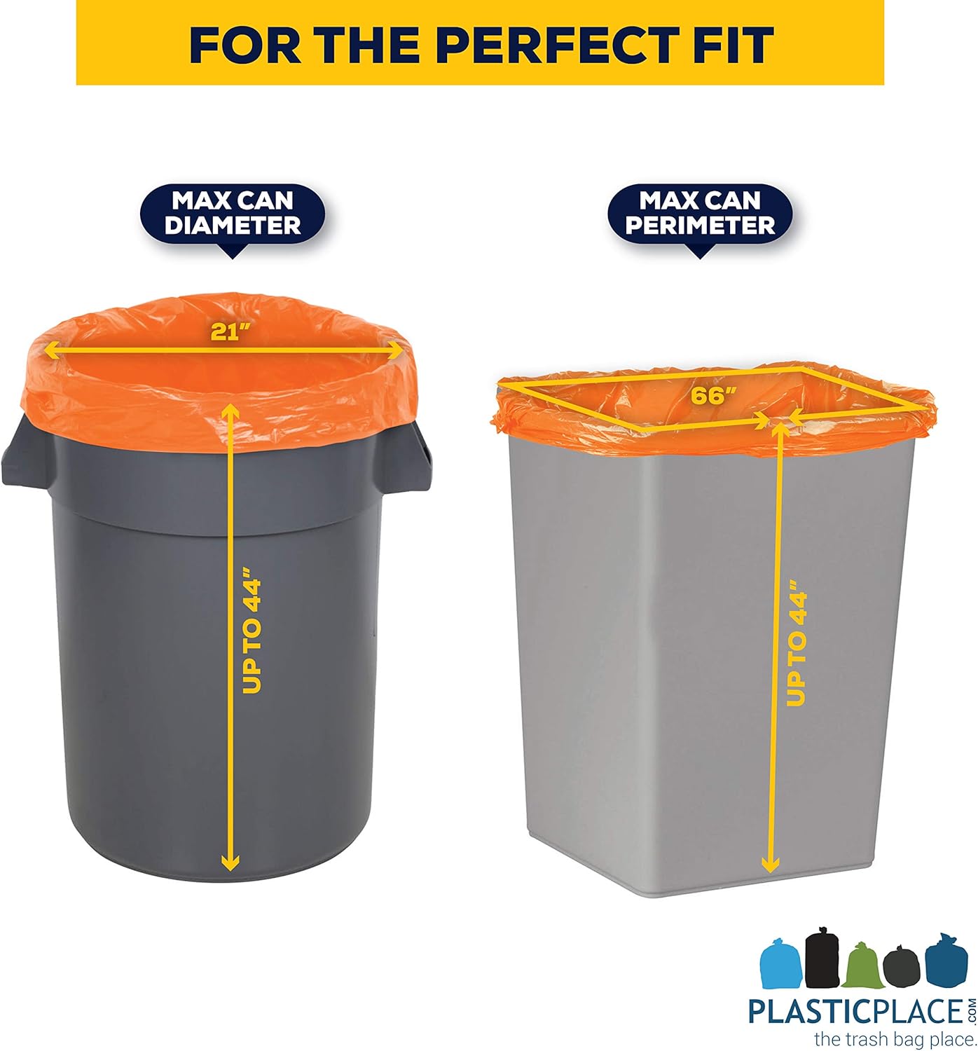 Plasticplace 42 Gallon Trash Bags |3.0 Mil | Orange Heavy Duty Contractor Trash Bags | 33" x 48"
