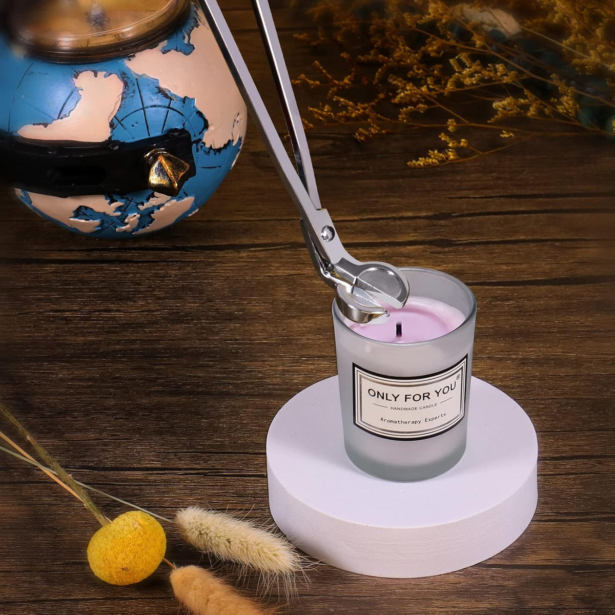 Lsnisni 4 in 1 Candle Accessory Set, Electric Lighter, Wick Cutter, Snuffer and Dipper, Steel Wick