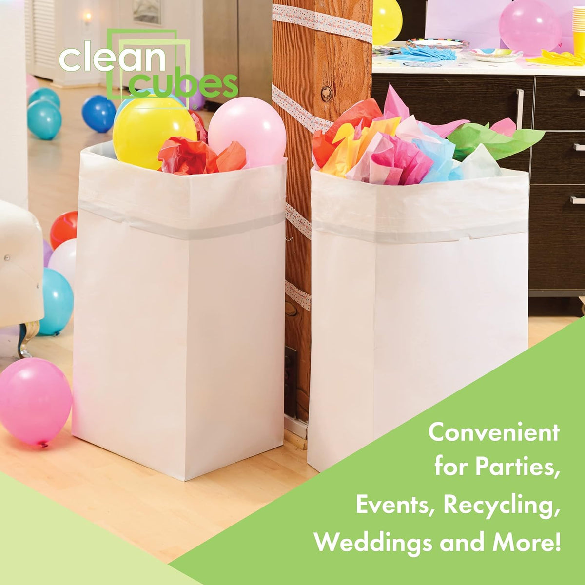 30 Gallon Disposable Pop-Up Trash Cans (3-Pack) with Fitted Bags – Foldable Garbage & Recycling