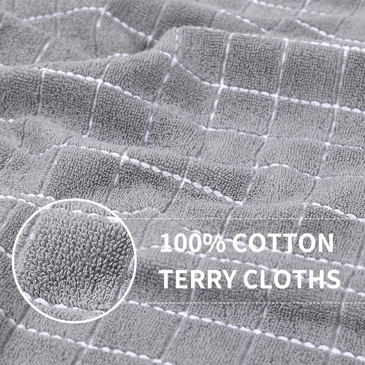 Homaxy 100% Cotton Terry Kitchen Towels(Mixed Color, 13 x 28 Inches), Checkered Designed, Soft and