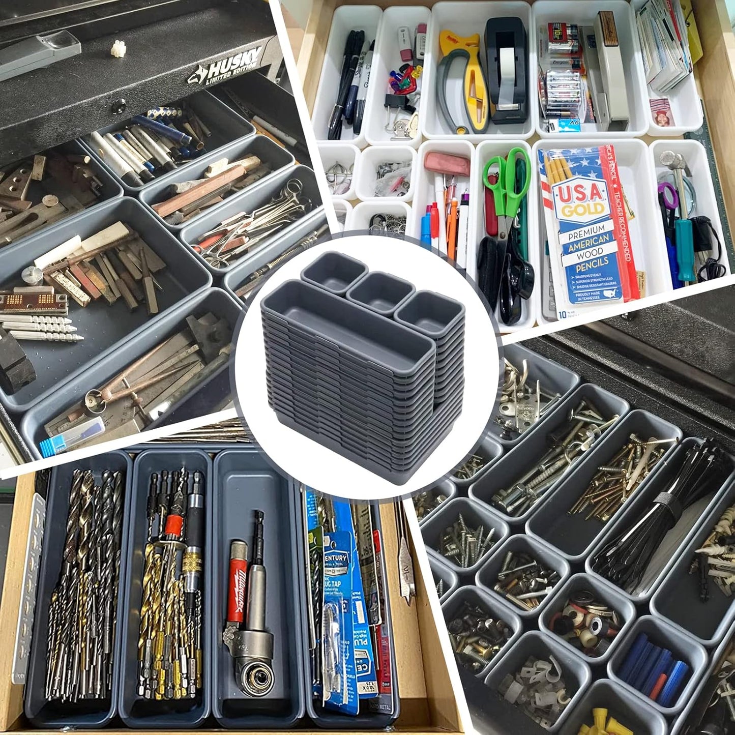 KeFanta 42 Pack Tool Box Organizer Tool Tray Dividers, Rolling Tool Chest Cart Cabinet Workbench