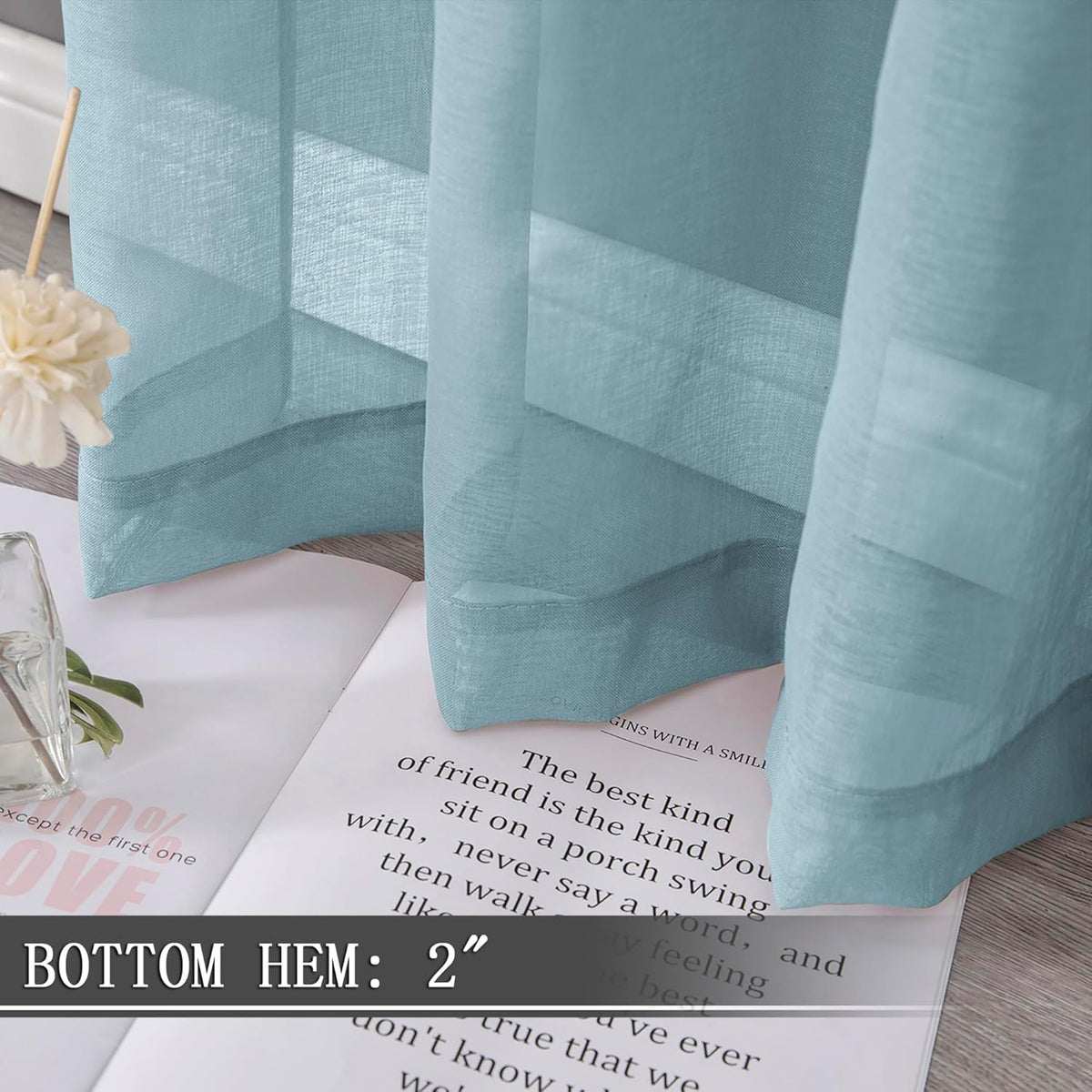 Tollpiz Short Sheer Tier Curtains Linen Textured Half Kitchen Curtain Sheers Light Filtering Rod