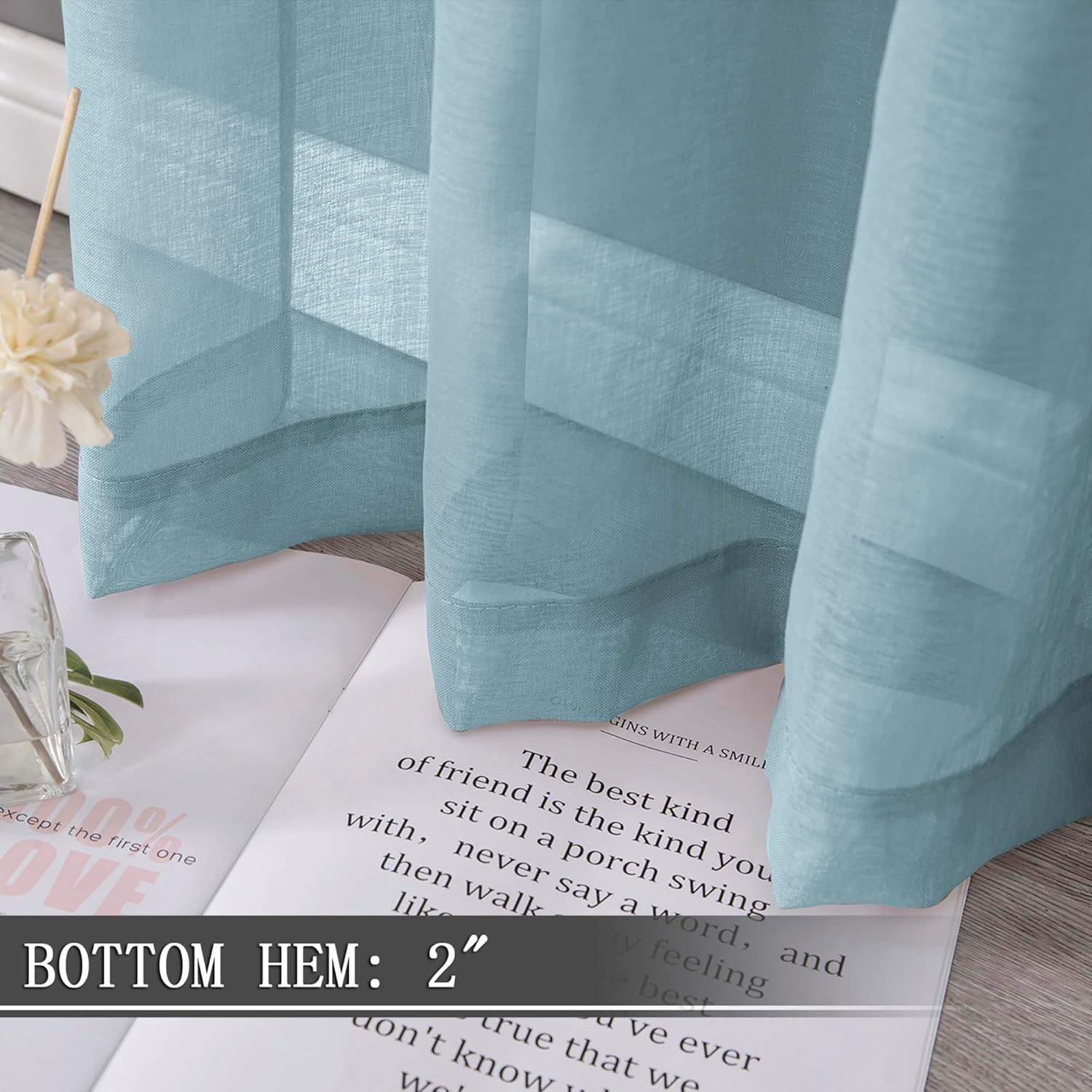 Tollpiz Short Sheer Tier Curtains Linen Textured Half Kitchen Curtain Sheers Light Filtering Rod