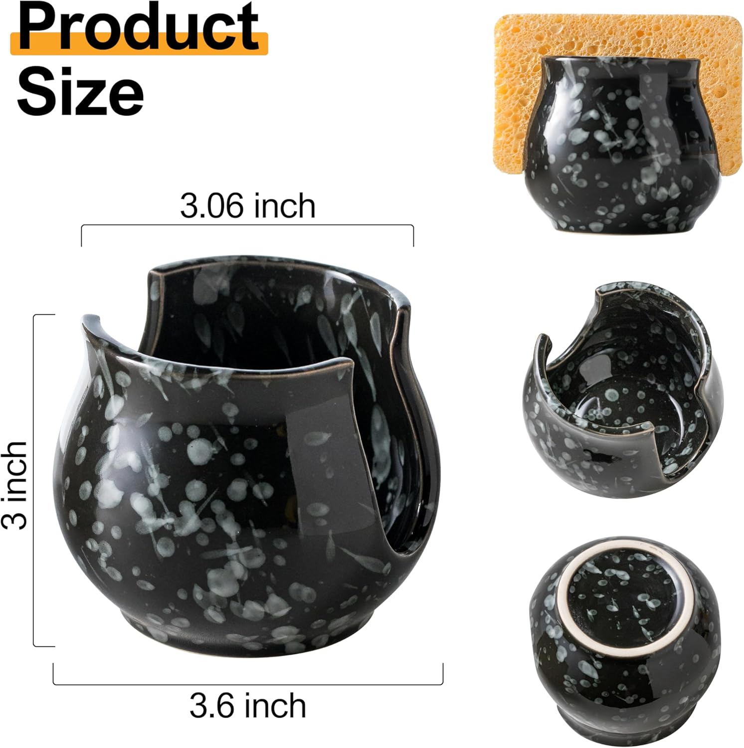 Kitchen Sponge Holder, Ceramic Dish Sponge Holder Kithen Sink Organizer Farmhouse Brush Holder Dish