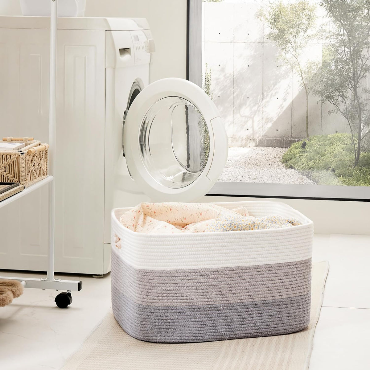 Blanket Basket,Rectangle Woven Baskets for Storage,100L Laundry Basket for Decorative Nursery